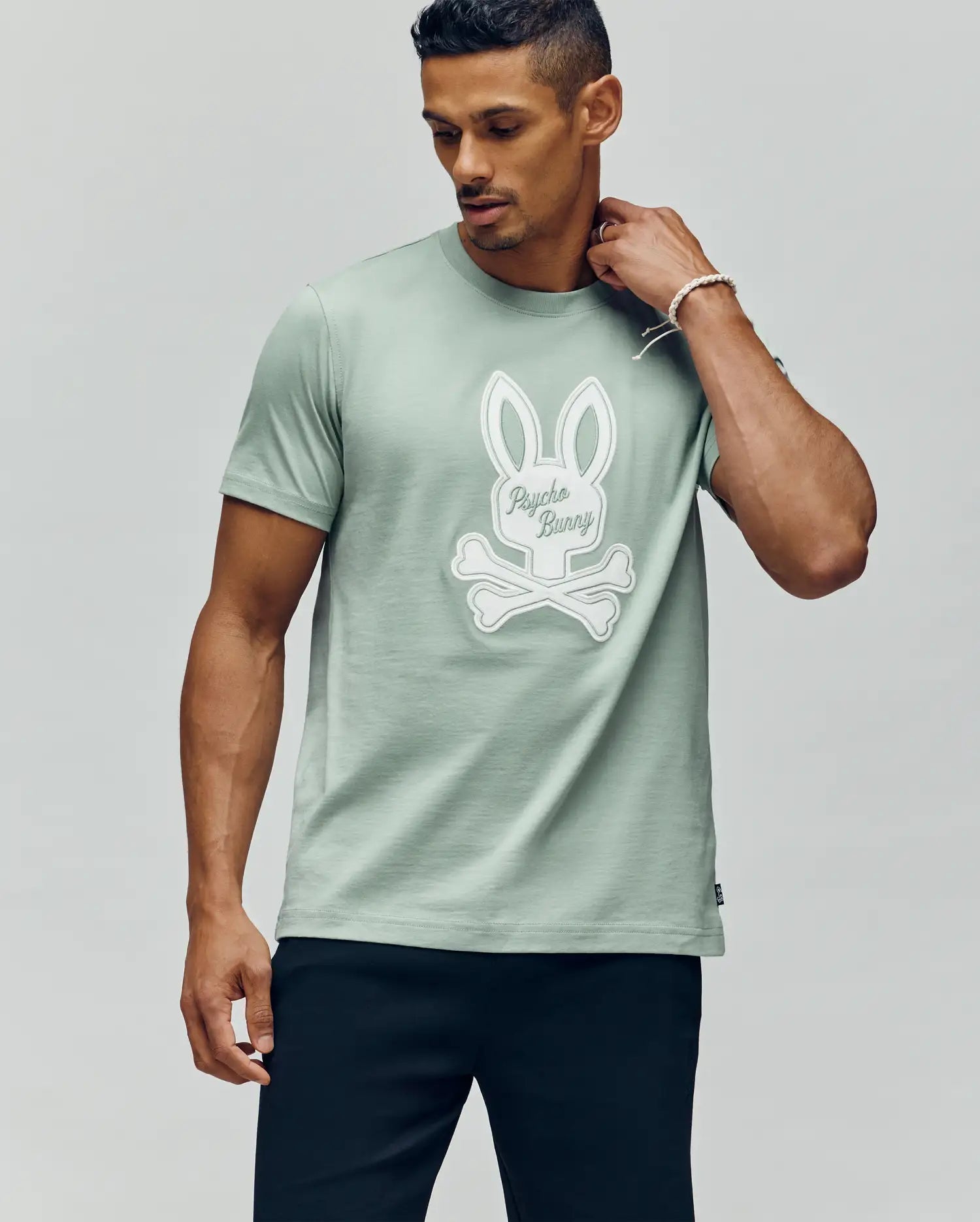 Men's Psycho Bunny Derek Center Graphic Tee Iceberg Green