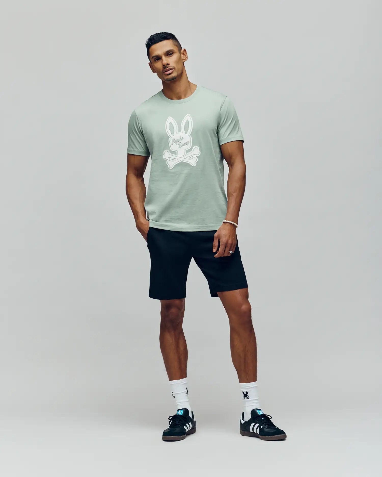 Men's Psycho Bunny Derek Center Graphic Tee Iceberg Green