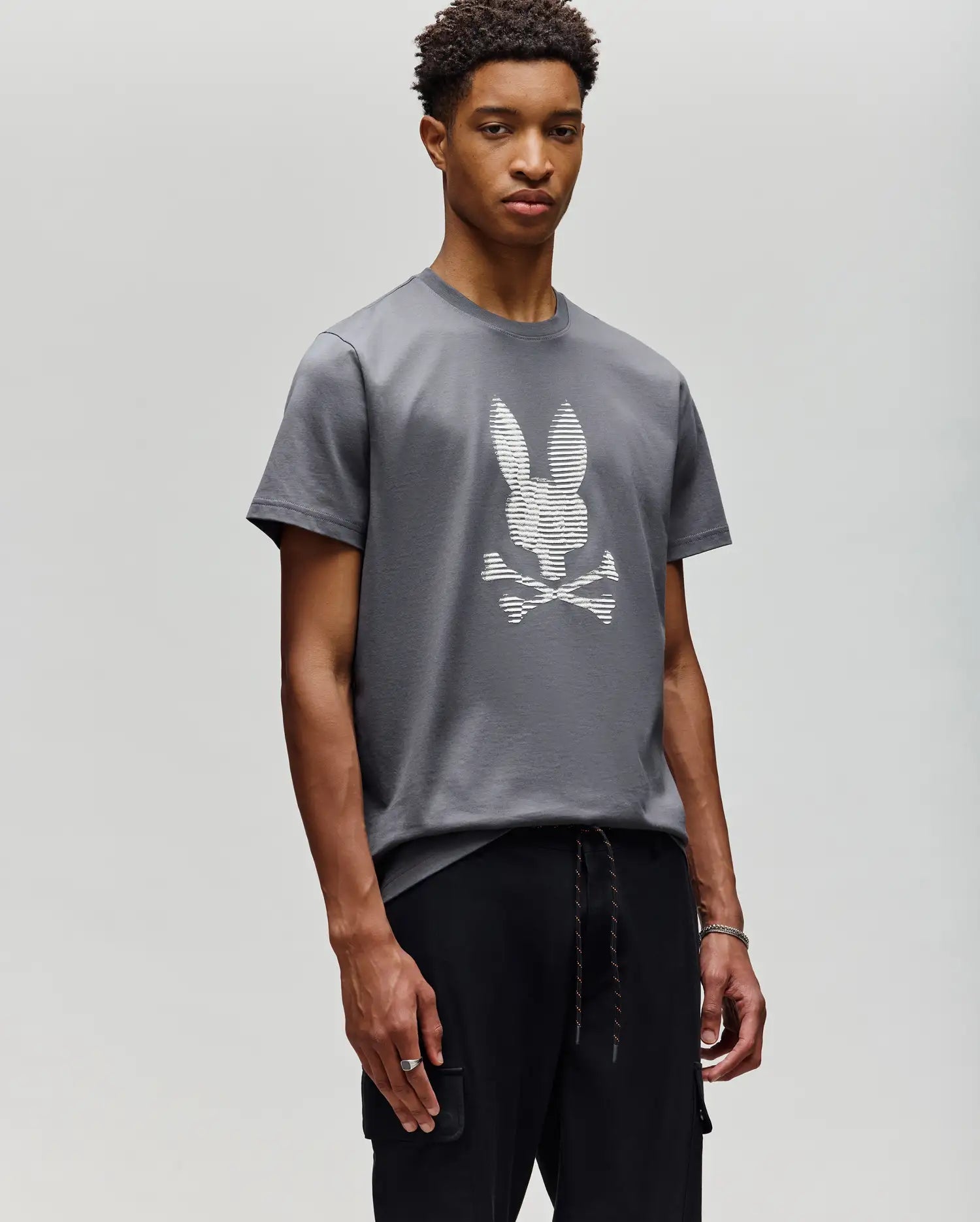 Men's Psycho Bunny Grant Bunny Graphic Tee Blackened Pearl