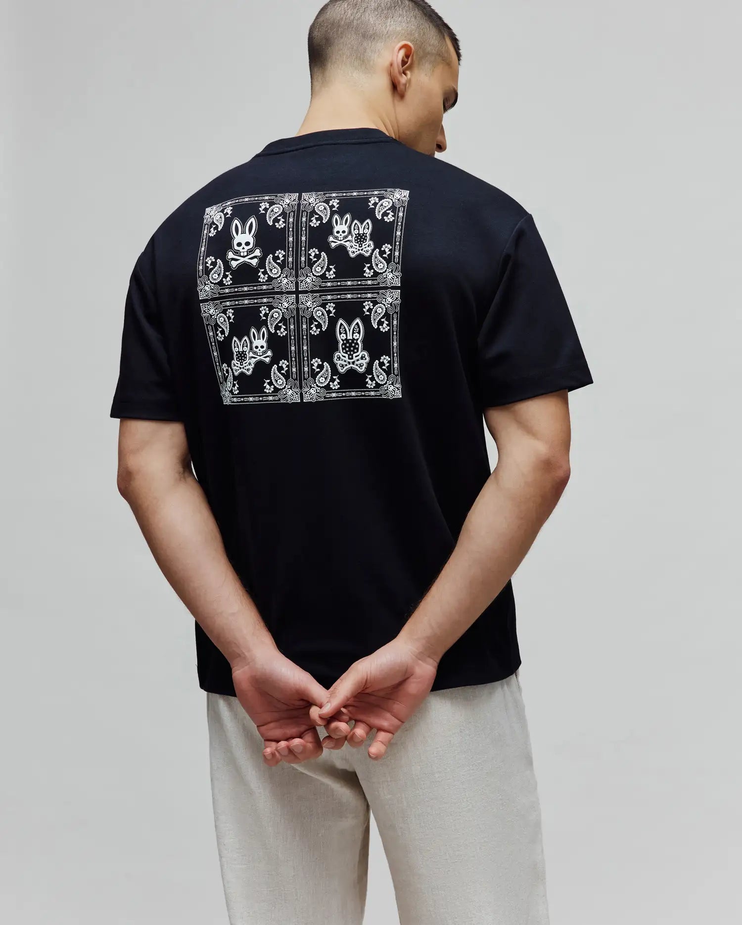 Men's Psycho Bunny Luke Back Graphic Tee Black