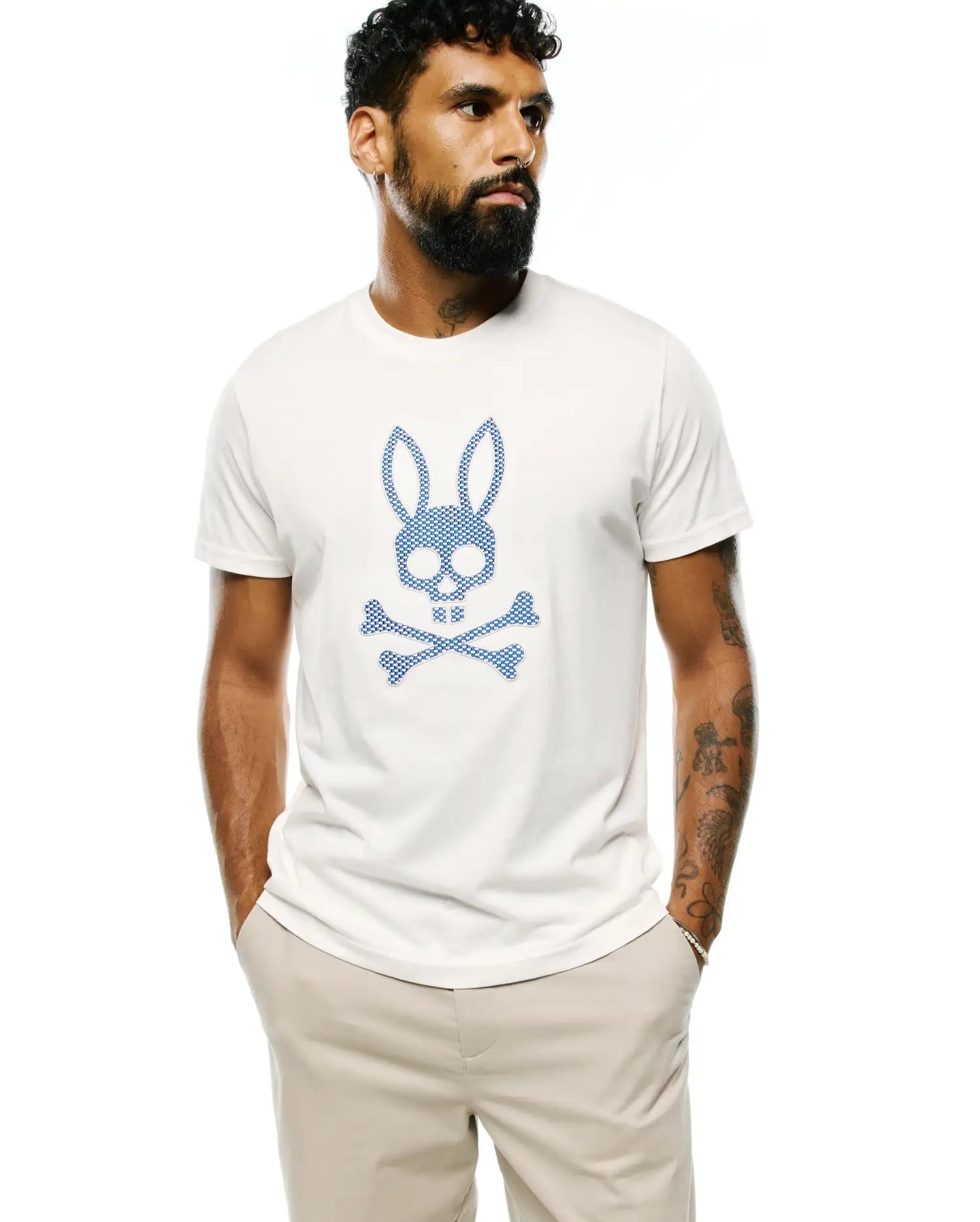 Men's Psycho Bunny Stan Cotton Graphic Tee Ecru