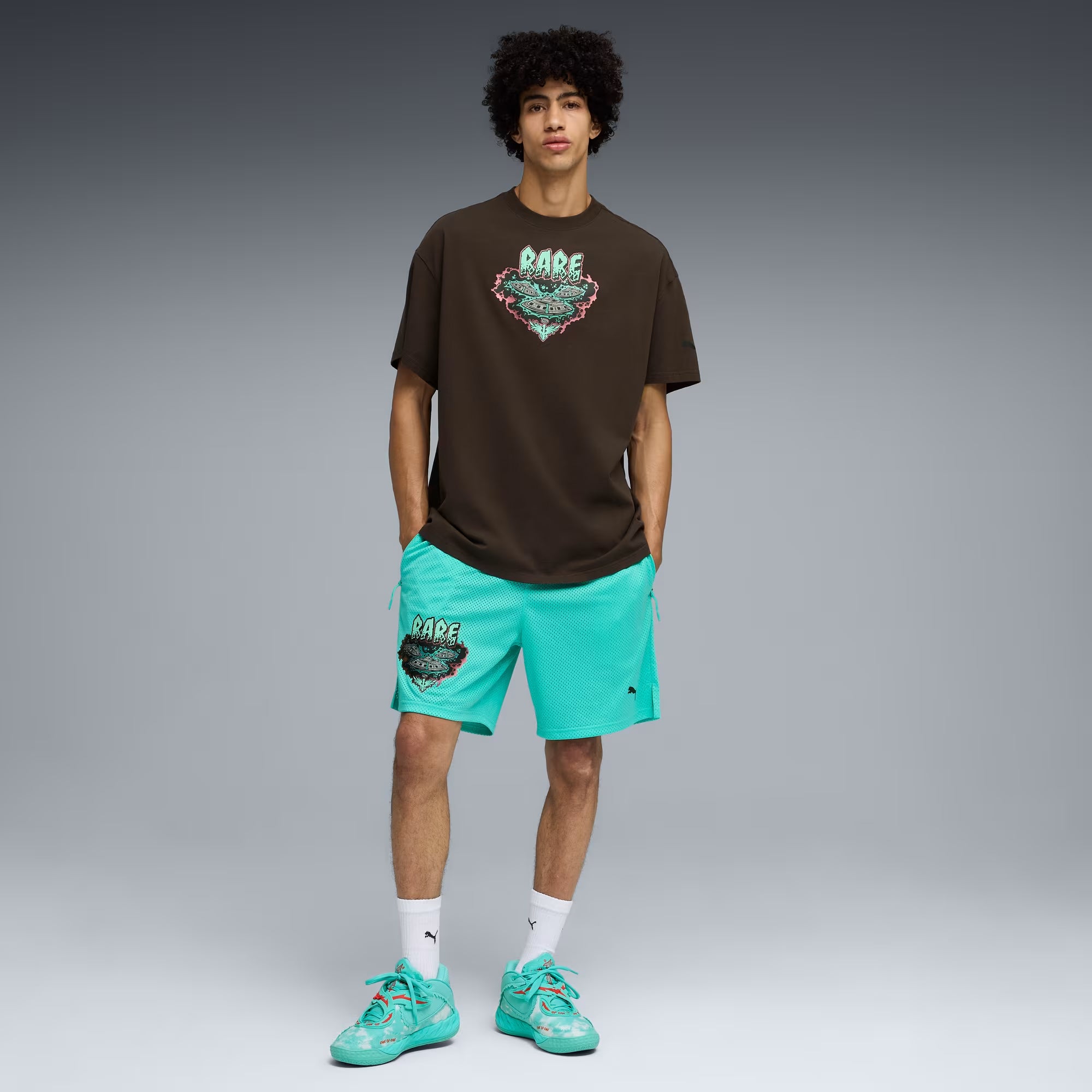Men's PUMA MB.05 Melo World Basketball Shoes Aquatic