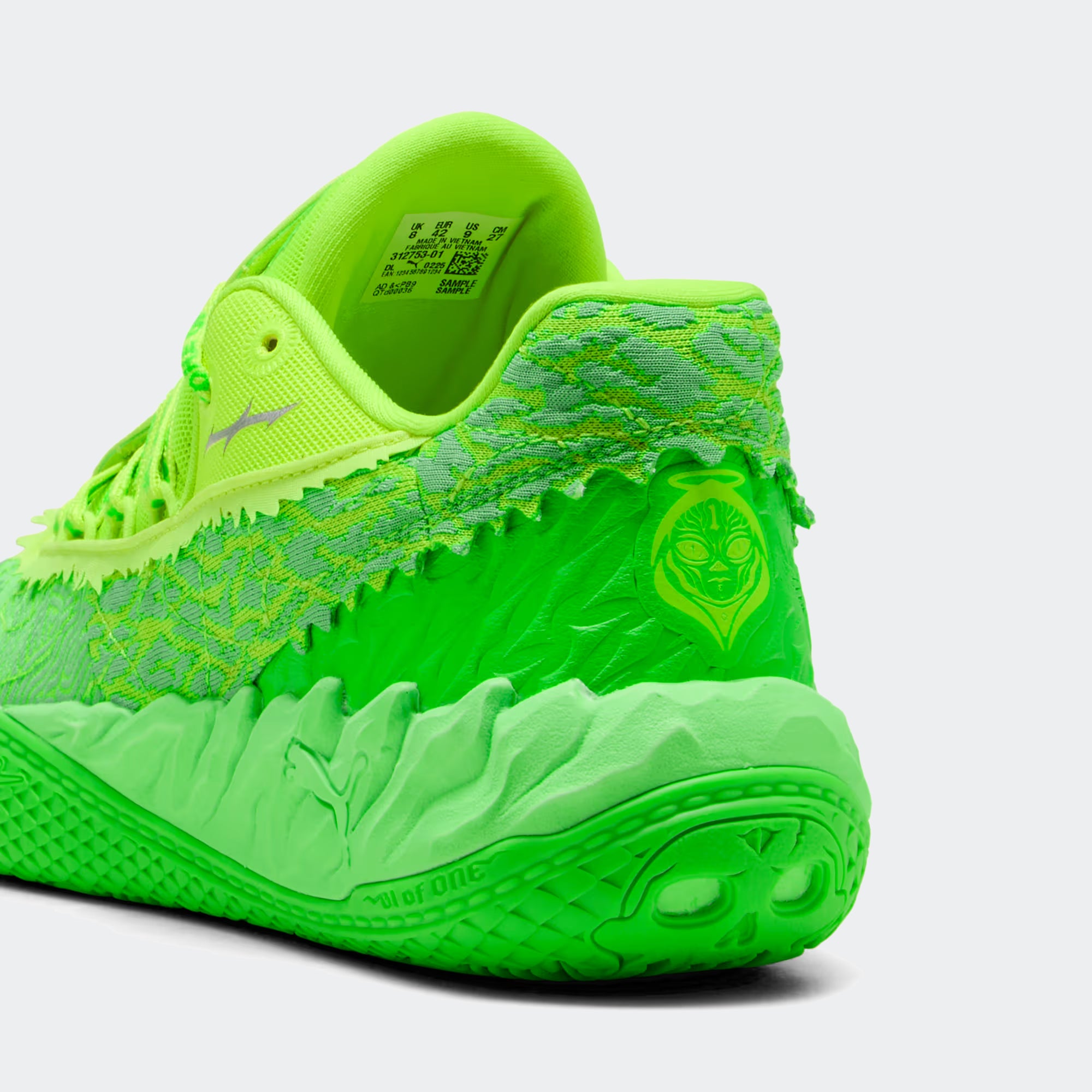 Men's PUMA MB.05 Lo Flourish Basketball Shoes Fluro Green Pes