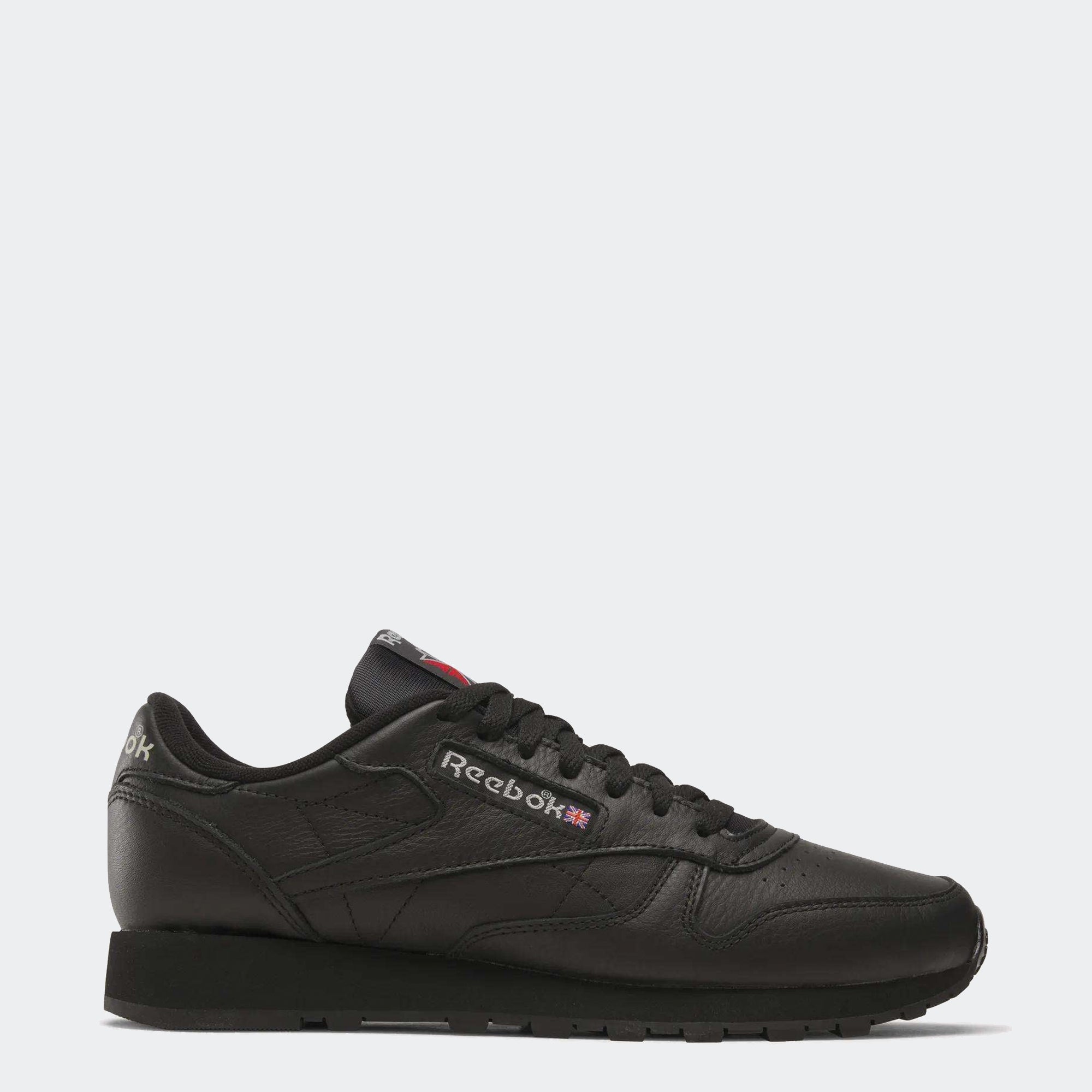 Men's Reebok Classic Leather Shoes Black / Pure Grey 5