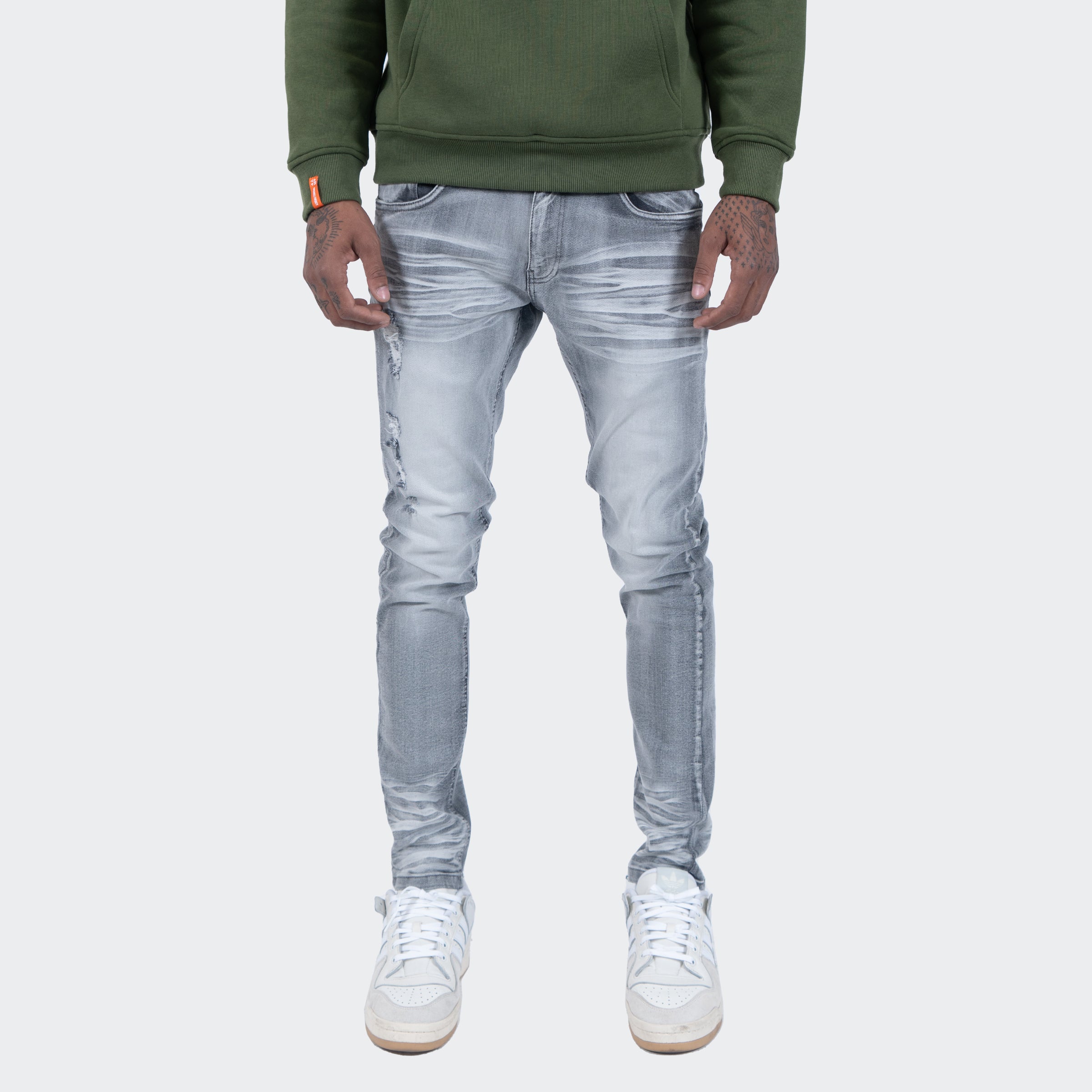 Men's TWO MILL TWENTY Augusta Distressed Skinny Jeans Gray Wash