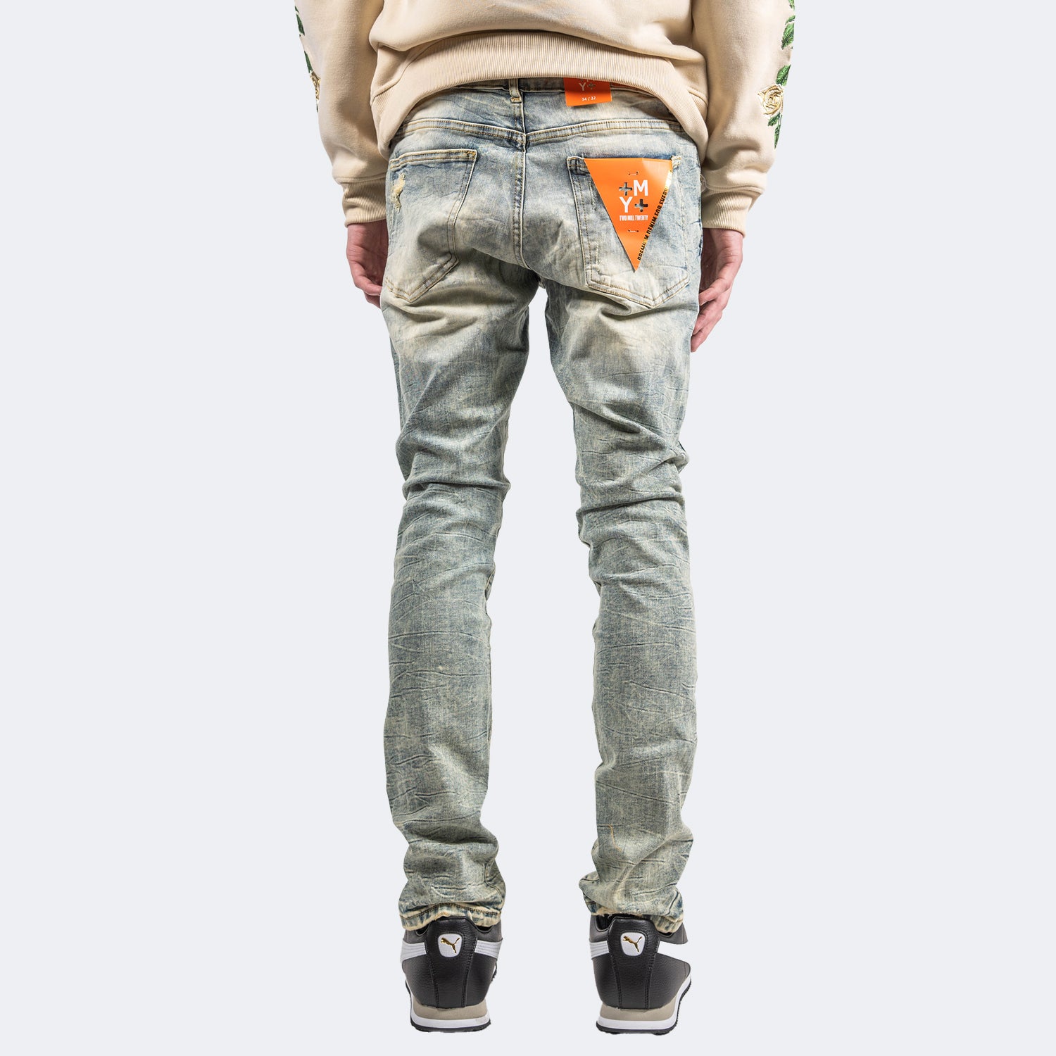 Men's TWO MILL TWENTY Aged Two-Tone Skinny Jeans Vintage Blue