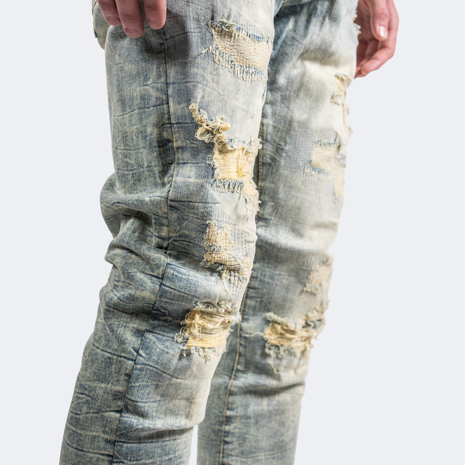 Men's TWO MILL TWENTY Aged Two-Tone Skinny Jeans Vintage Blue