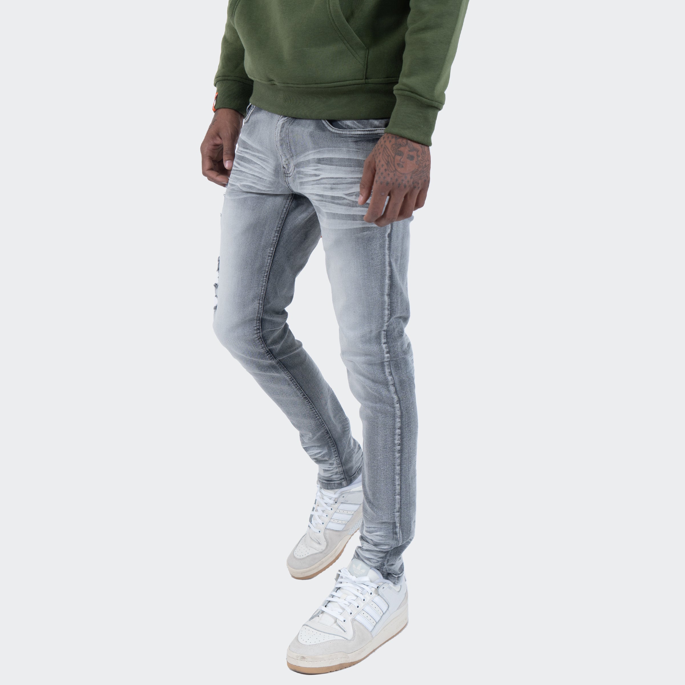 Men's TWO MILL TWENTY Augusta Distressed Skinny Jeans Gray Wash