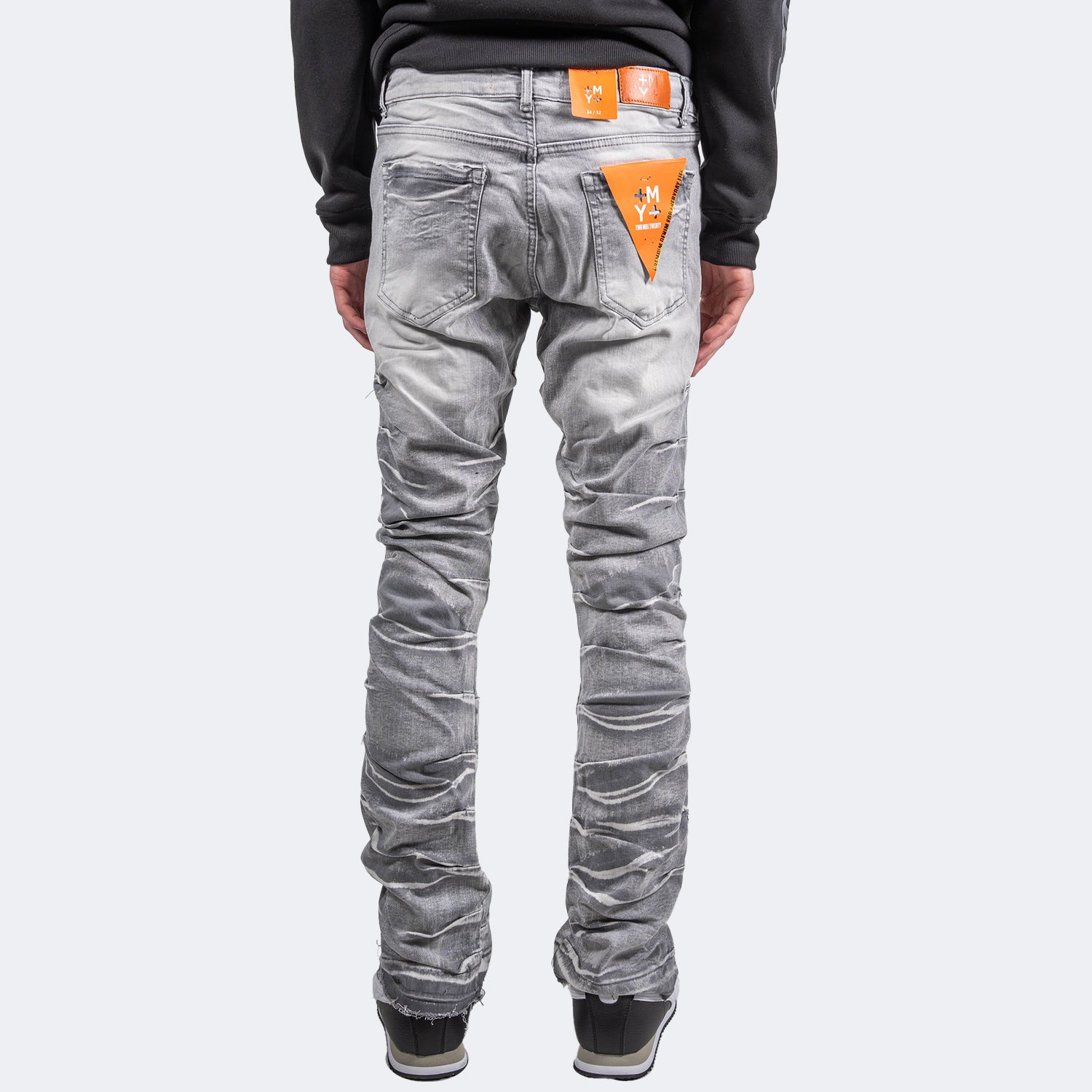 Men's TWO MILL TWENTY Distressed Pleat Leg Skinny Jeans Grey