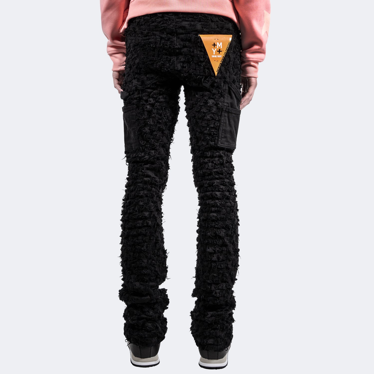 Men's TWO MILL TWENTY Frayed Texture Slim Boot Jeans Black