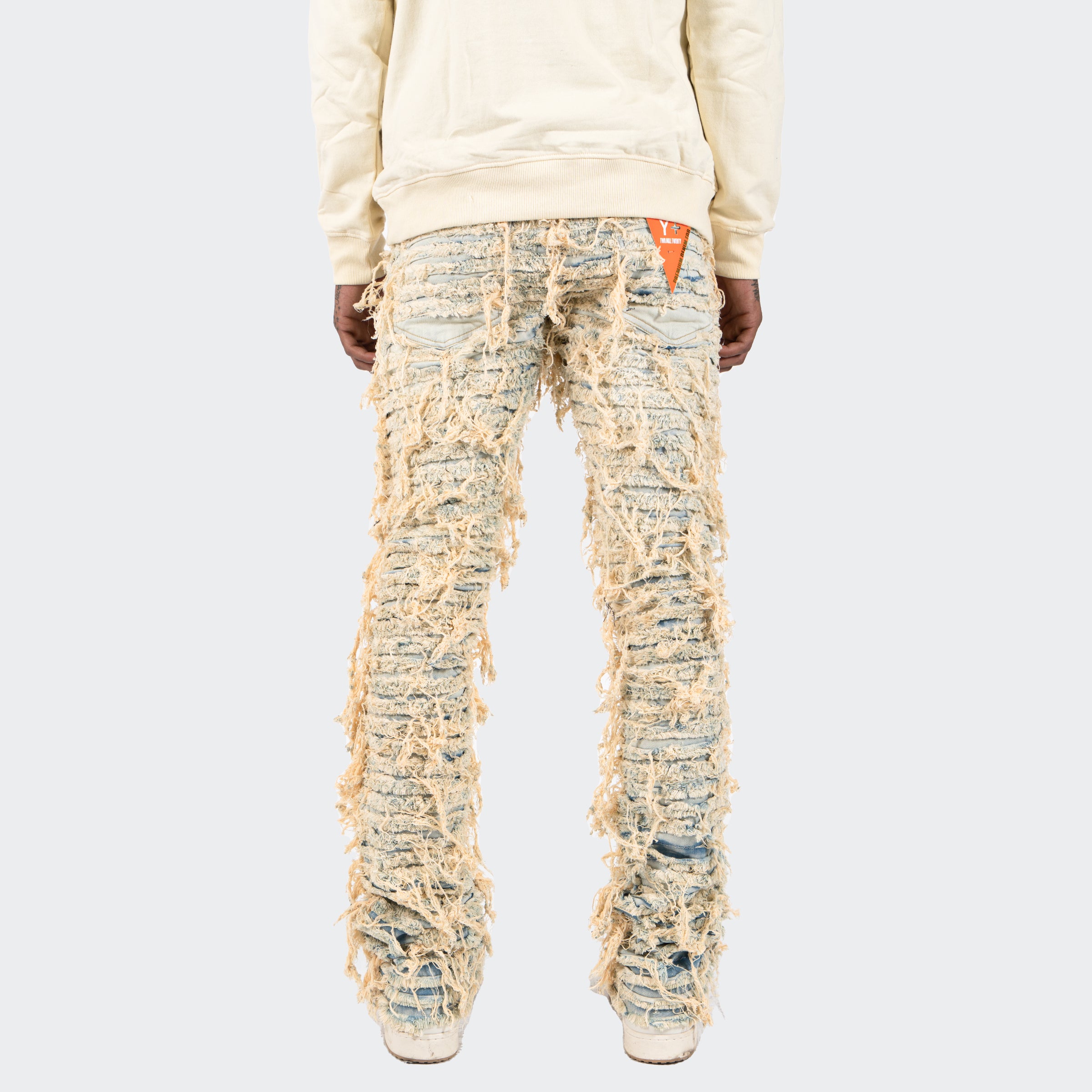 Men's TWO MILL TWENTY Logan Textured Skinny Bootcut Stack Jeans Vintage Blue