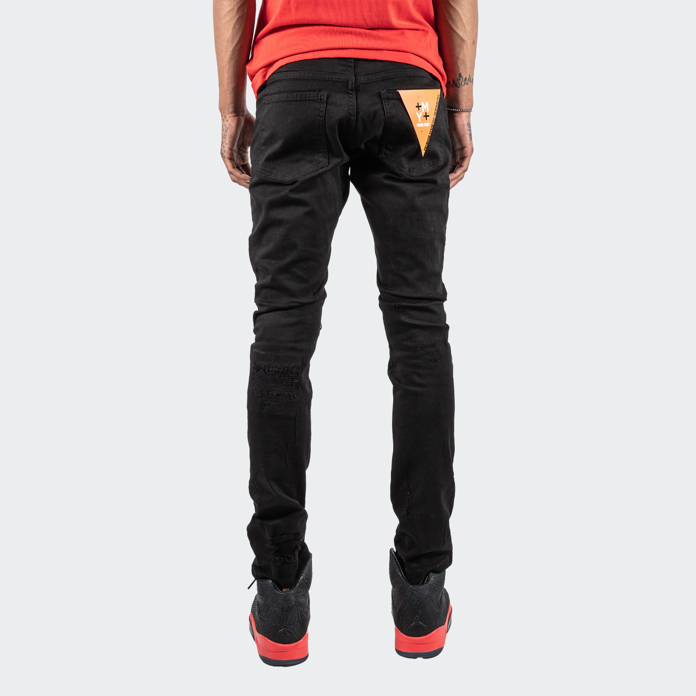 Men's TWO MILL TWENTY Erie Rip & Repair Skinny Jeans Jet Black