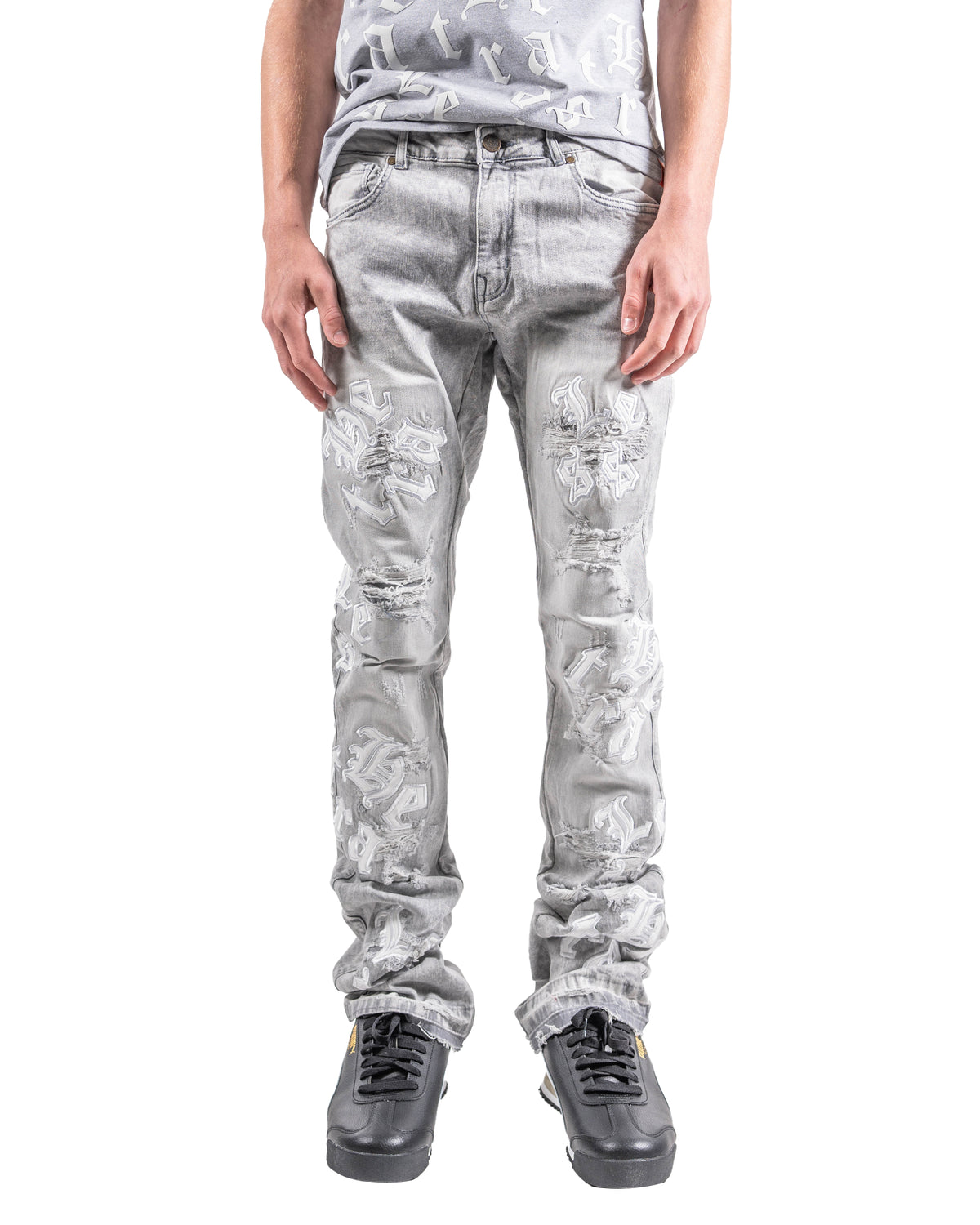 TWO MILL TWENTY Letter Patch Flare Slim Jeans | Chicago City Sports