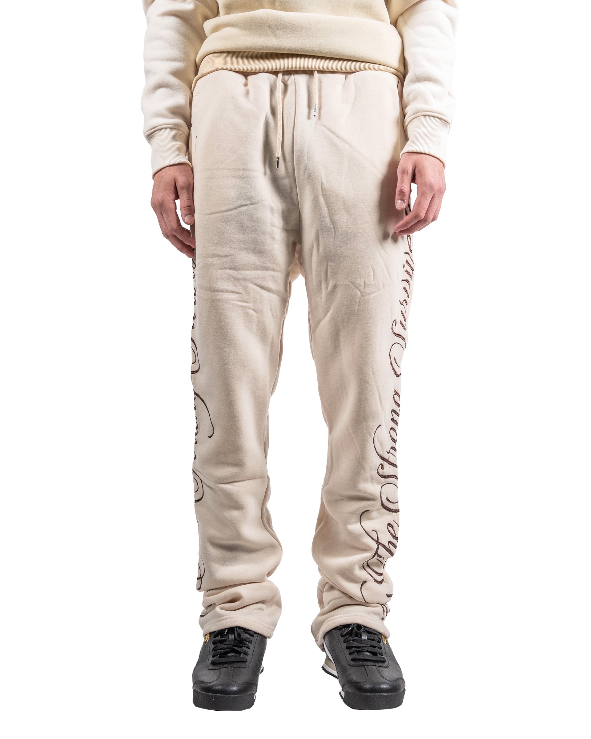 Men's TWO MILL TWENTY Side Script Stacked Joggers Khaki