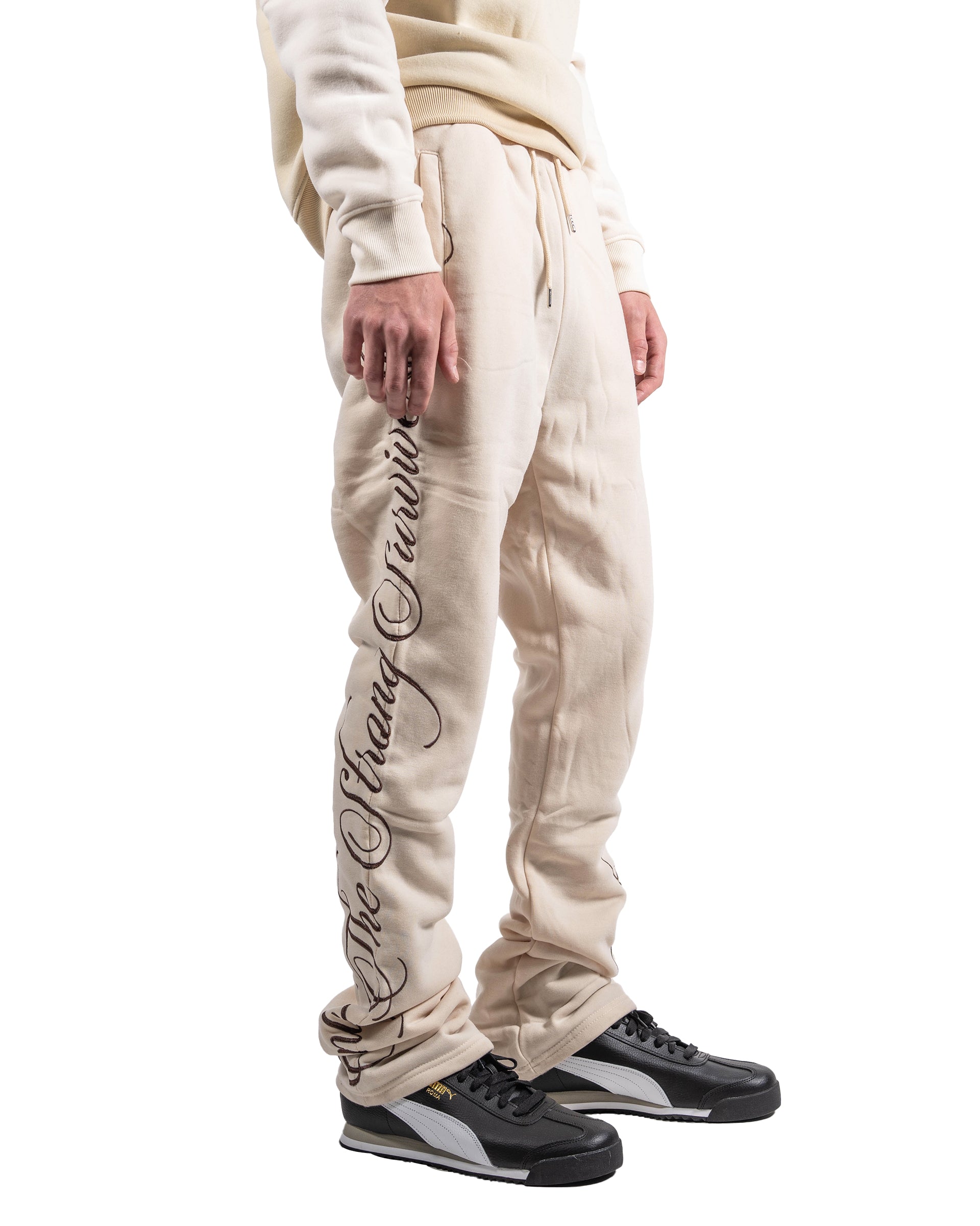 Men's TWO MILL TWENTY Side Script Stacked Joggers Khaki