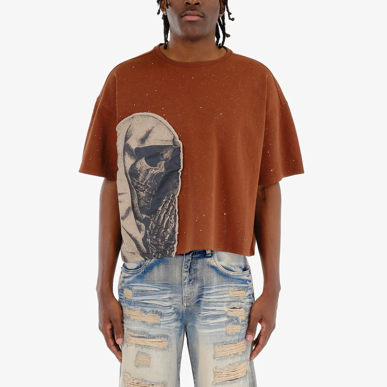 Men's Copper Rivet Praying For My Enemies T-Shirt Brown