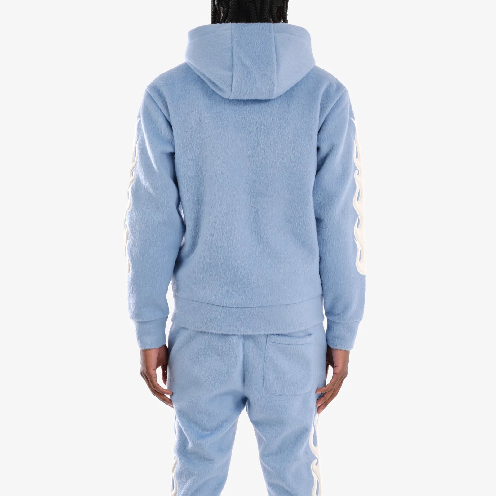Men's Copper Rivet Saints Mohair Hoodie Pearl Details Light Blue