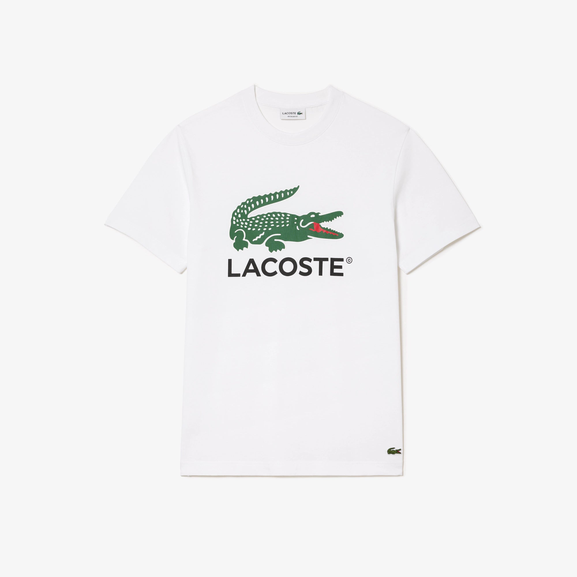 Men's Lacoste Cotton Jersey Signature Print T-Shirt White