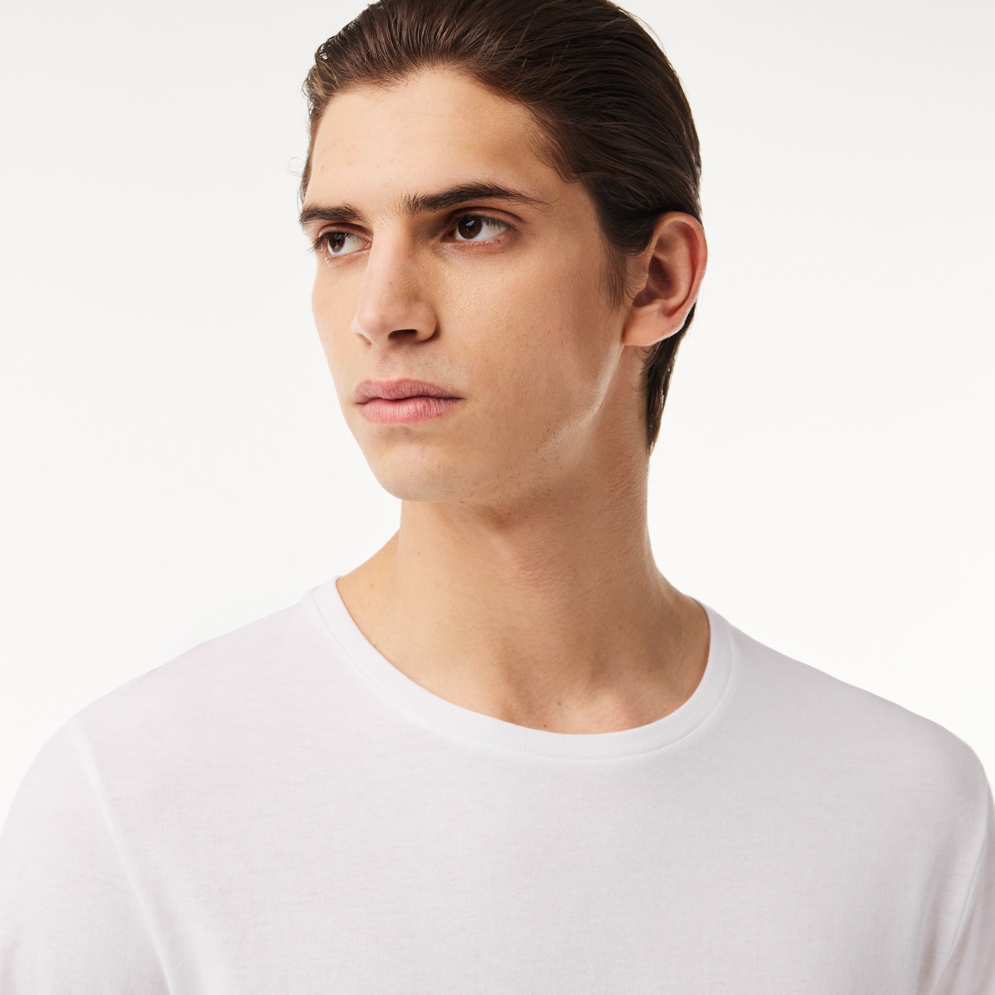 Men's Lacoste Crew Neck Cotton T-Shirt White 3-Pack