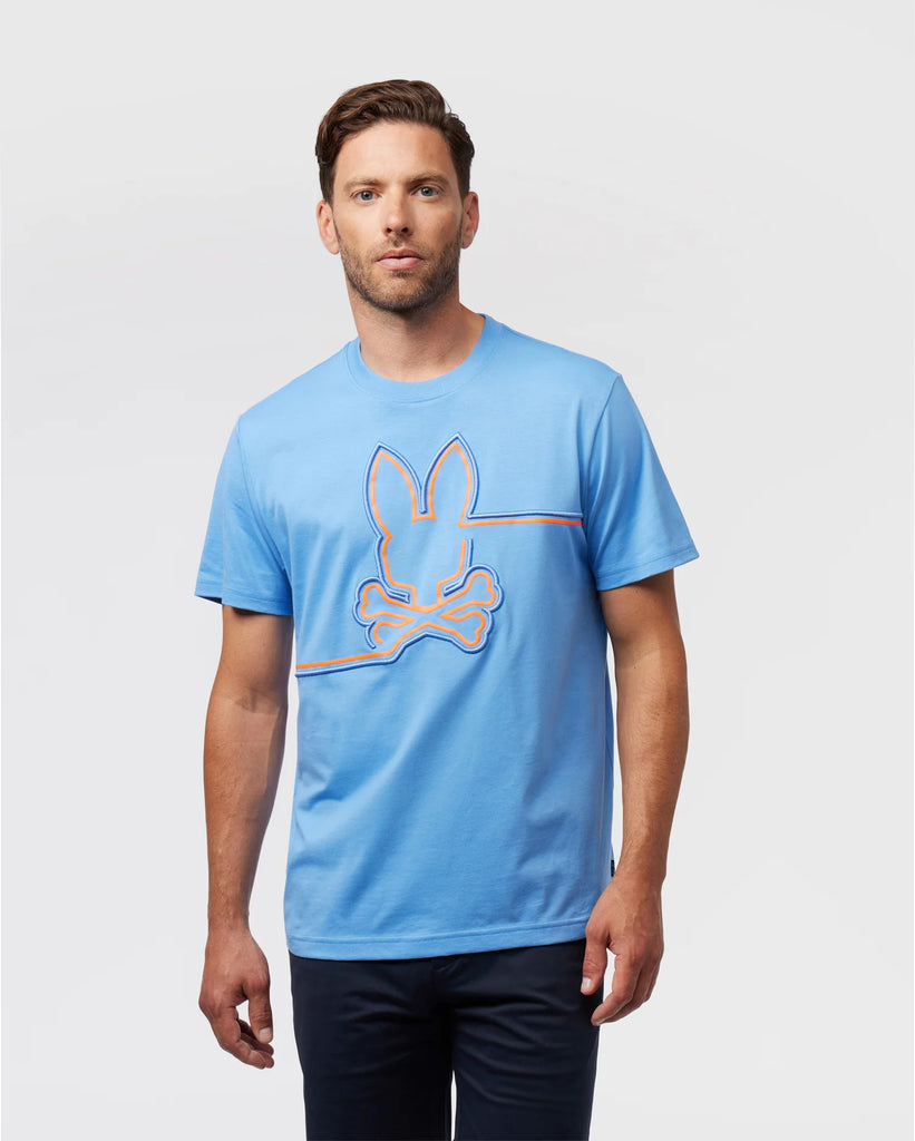 Men's Psycho Bunny Chester Embroidered Graphic Tee Mountain Sky