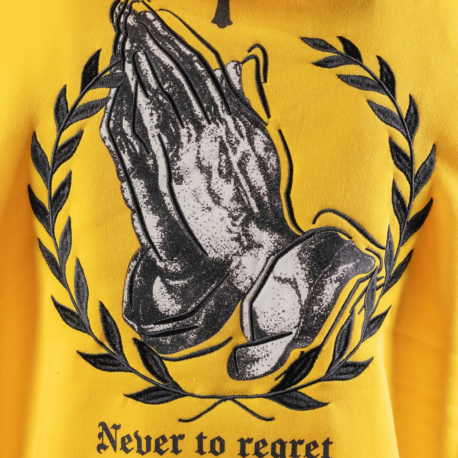Men's TWO MILL TWENTY Gold Praying Hands & Crosses Hoodie Gold