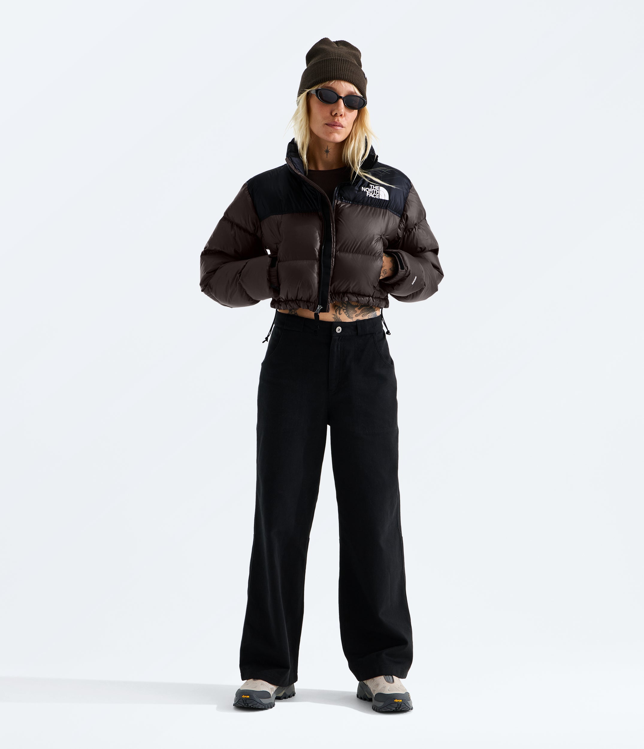 Women's The North Face Nuptse Short Jacket Dark Chestnut/Black