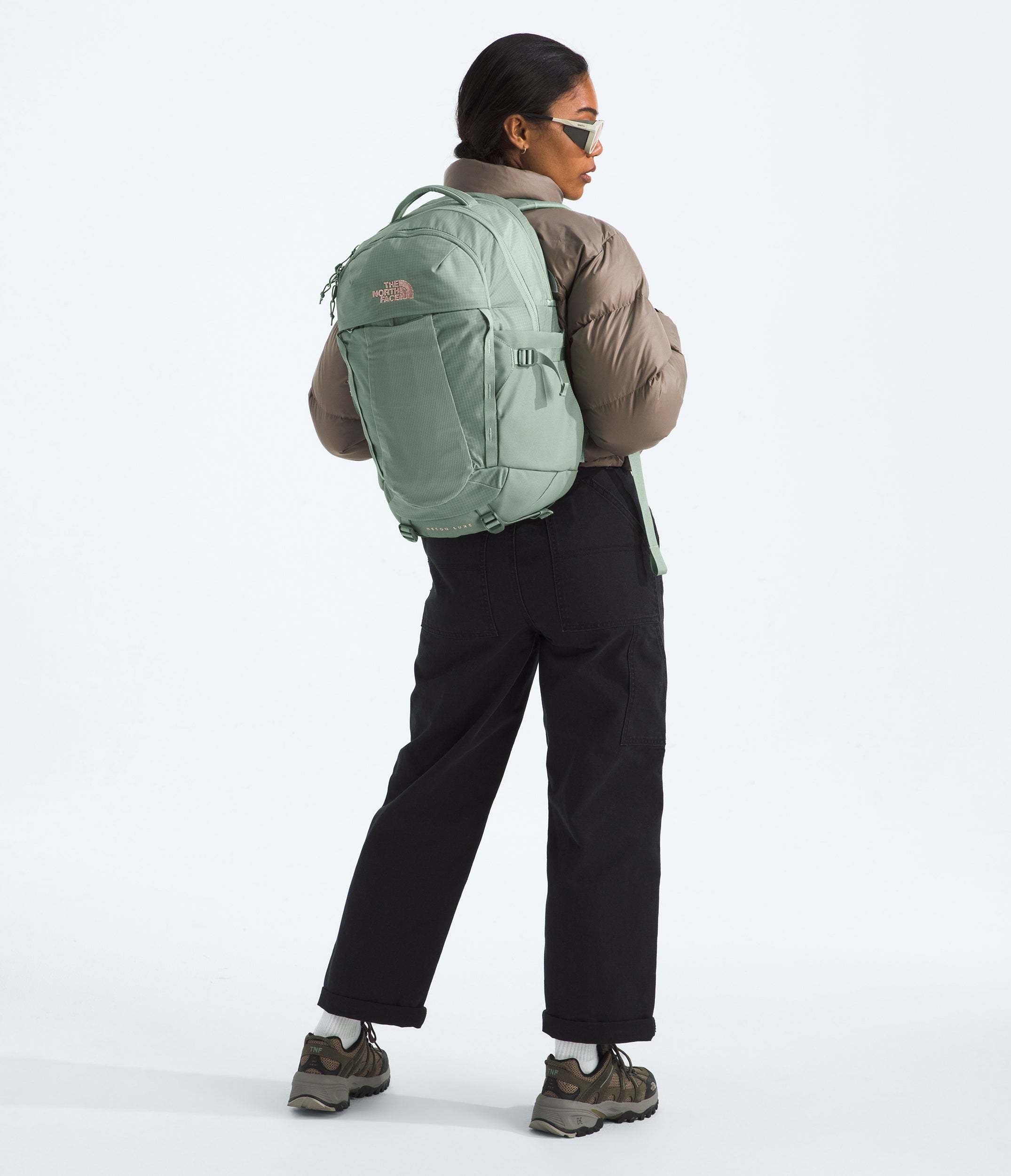 Women's The North Face Recon Luxe Backpack Slate Moss / Burnt Coral Metallic