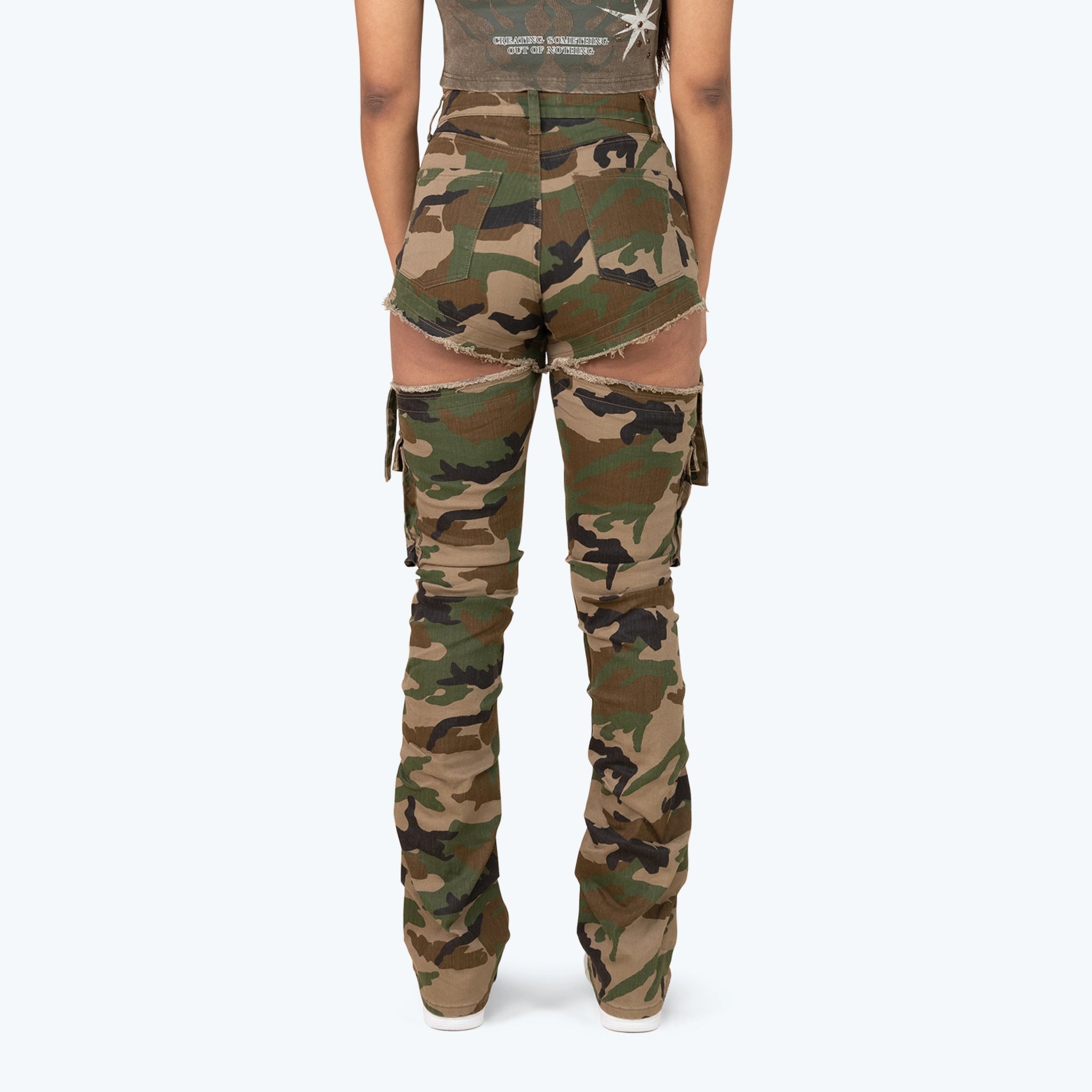 Women's Smoke Rise High Rise Stacked Printed Twill Pants Wood Camo