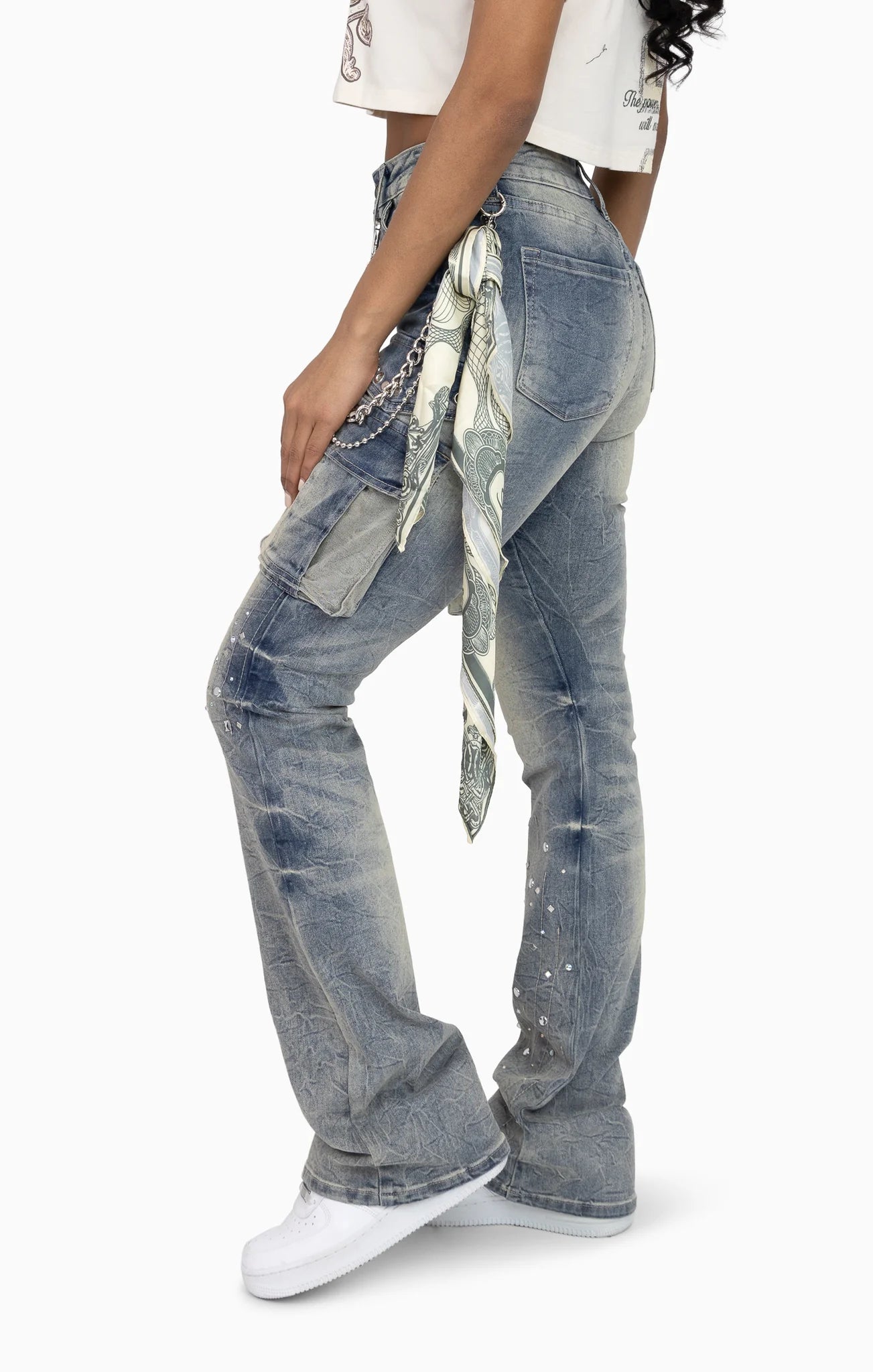 Women's Smoke Rise Chain Scarf Utility Pants Hazel Blue