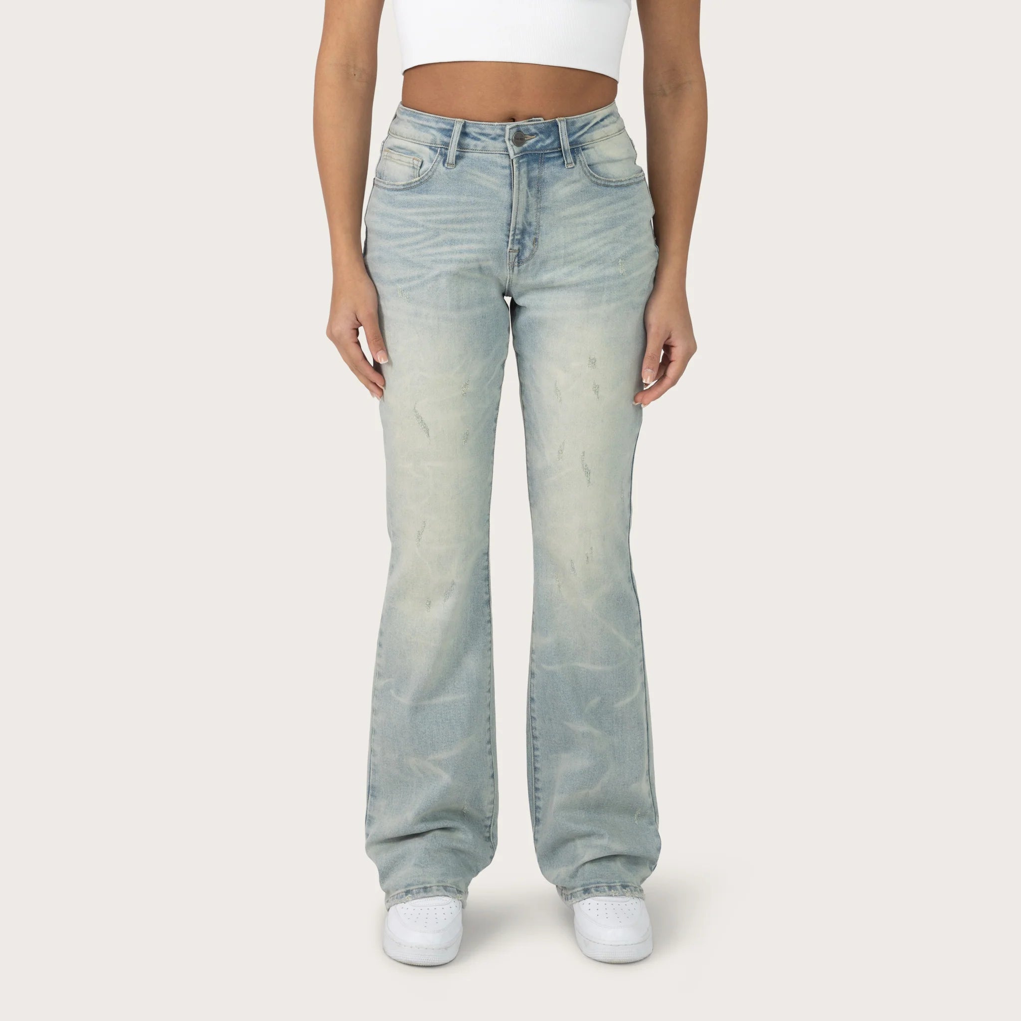 Women's Smoke Rise Red High Rise Bootcut Washed Jeans Artic Blue
