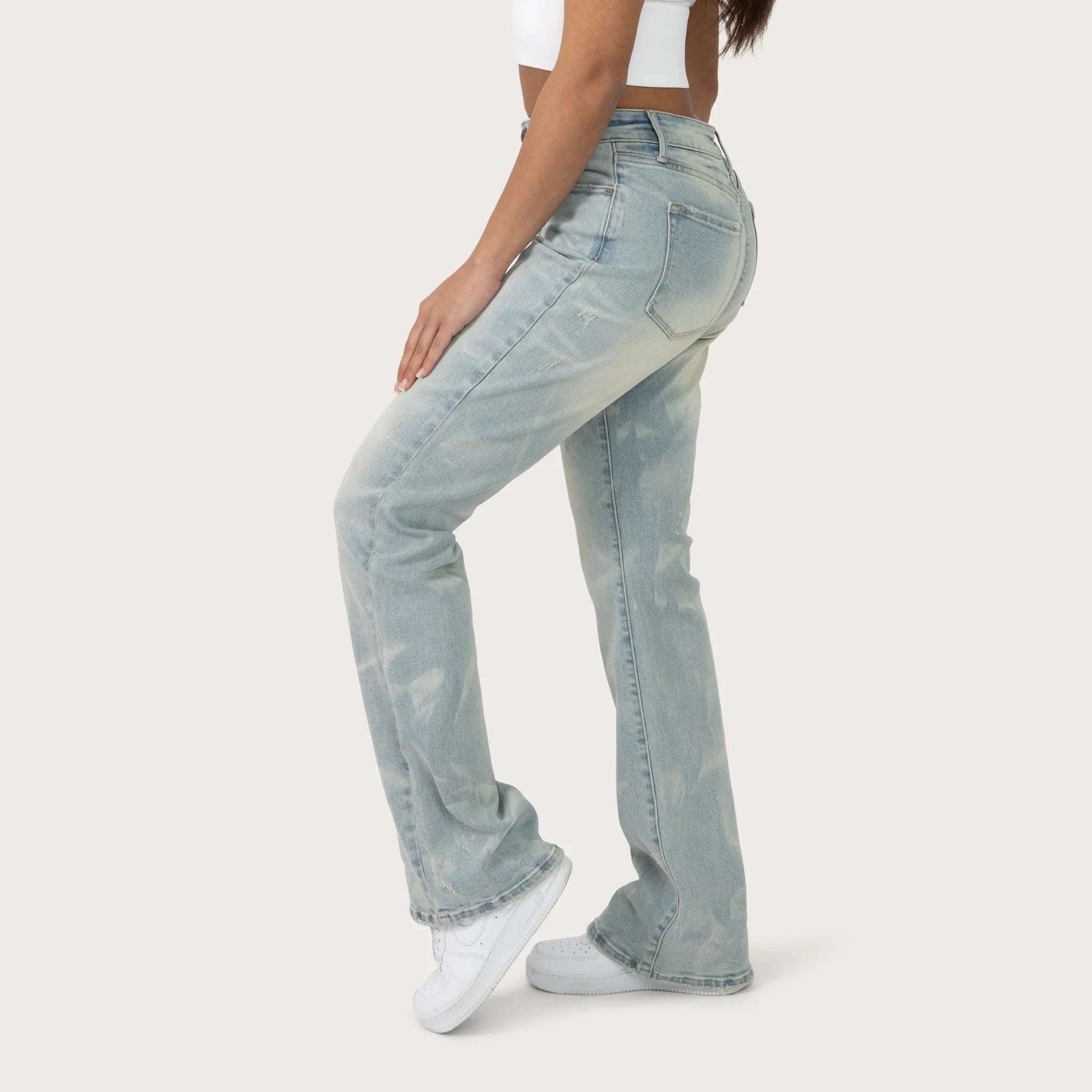 Women's Smoke Rise Red High Rise Bootcut Washed Jeans Artic Blue
