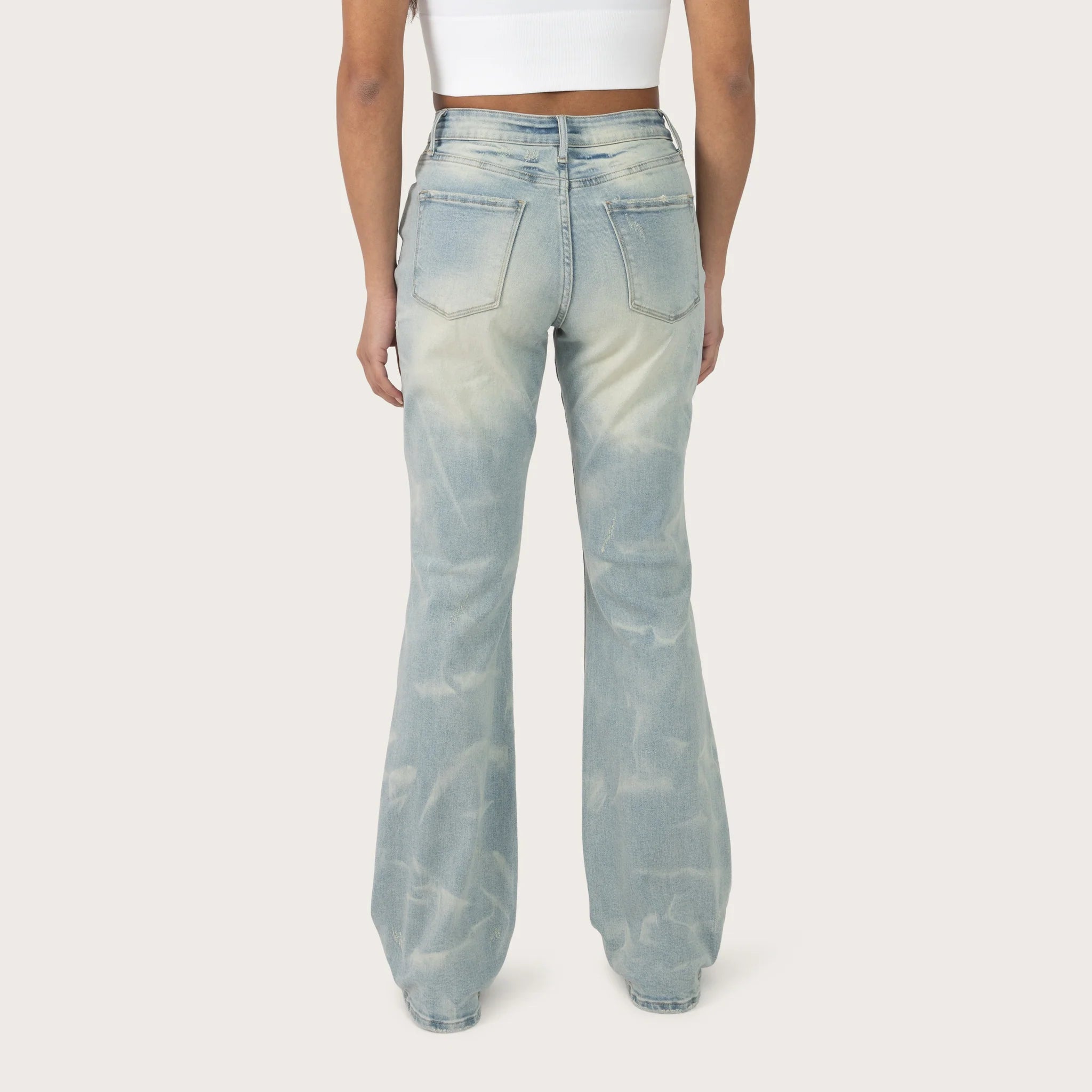 Women's Smoke Rise Red High Rise Bootcut Washed Jeans Artic Blue
