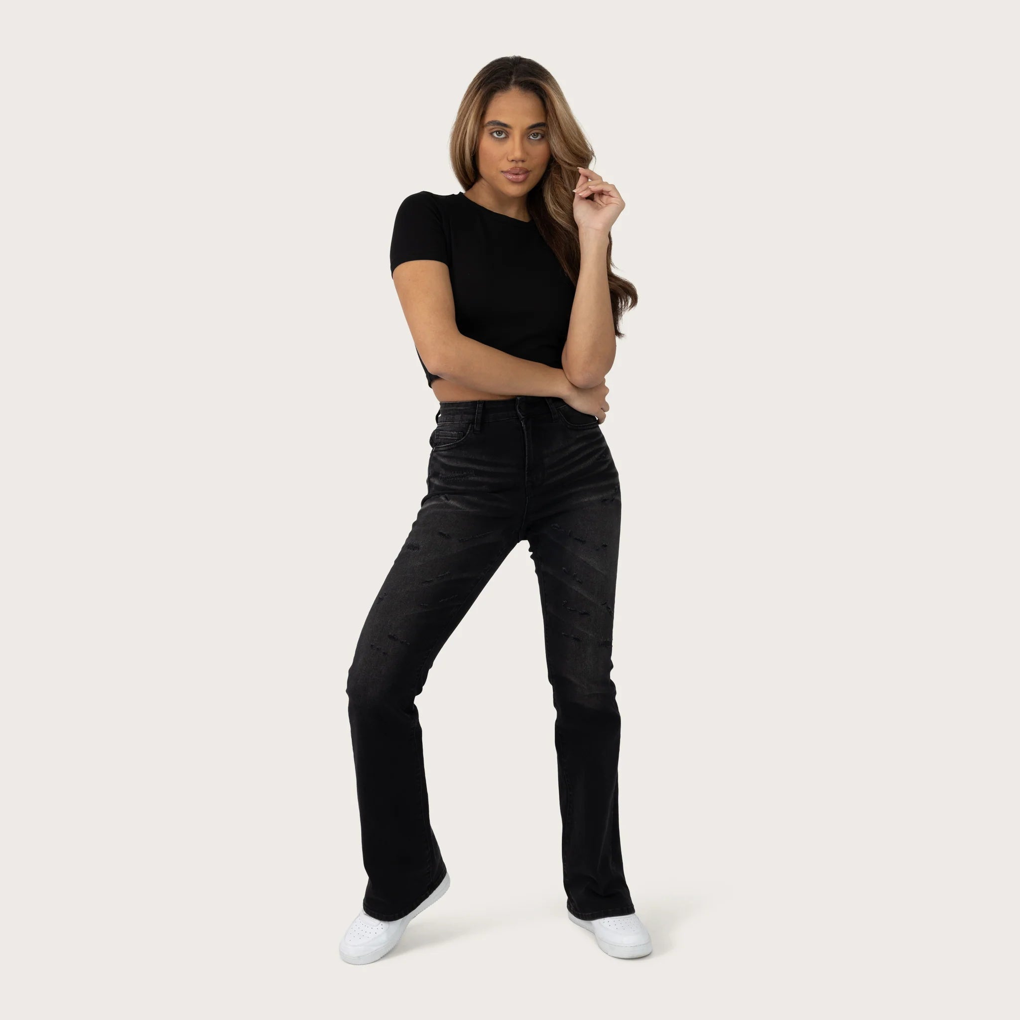 Women's Smoke Rise Red High Rise Bootcut Washed Jeans Hurley Black