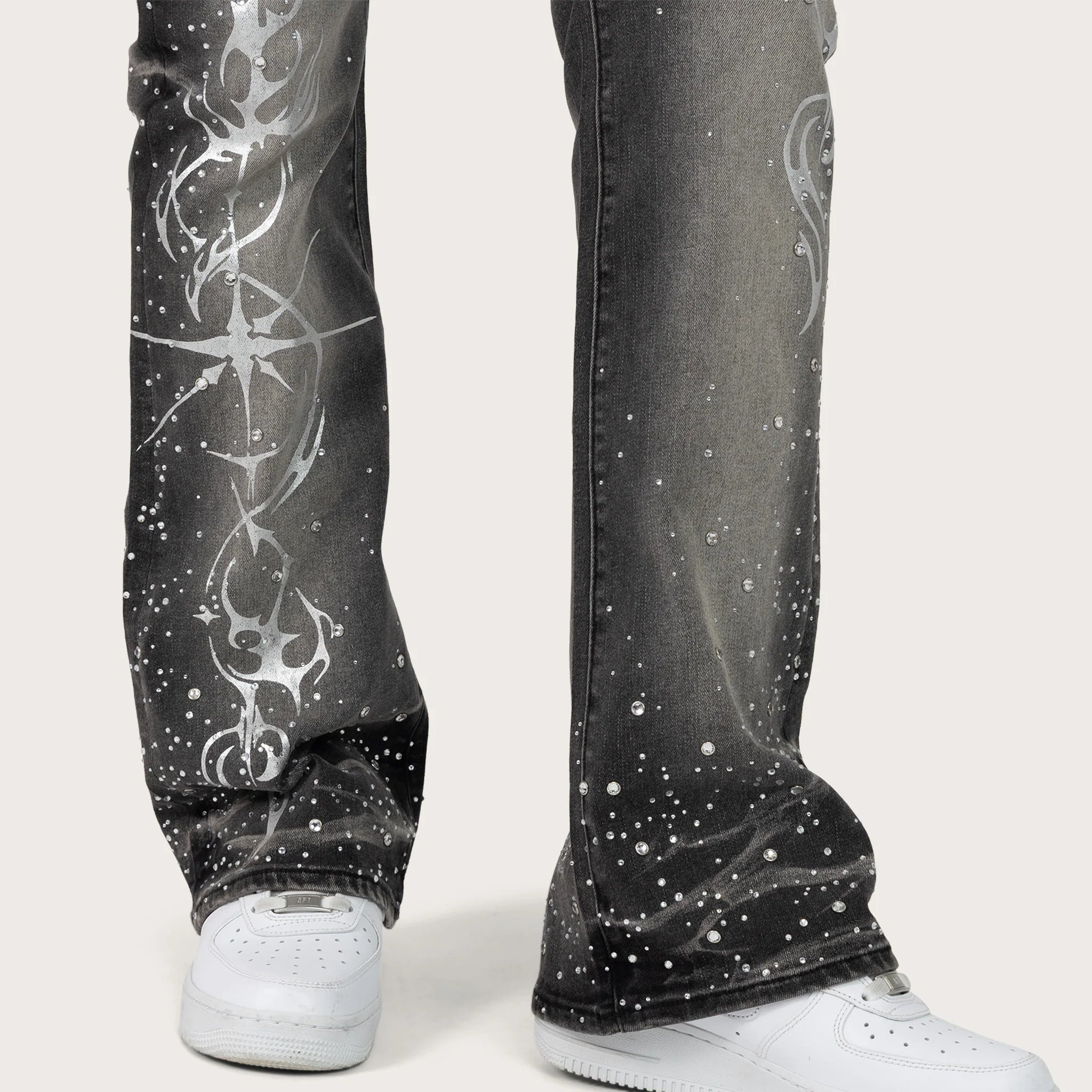 Women's Smoke Rise Red High Rise Bootcut Rhinestone Jeans Orca Black