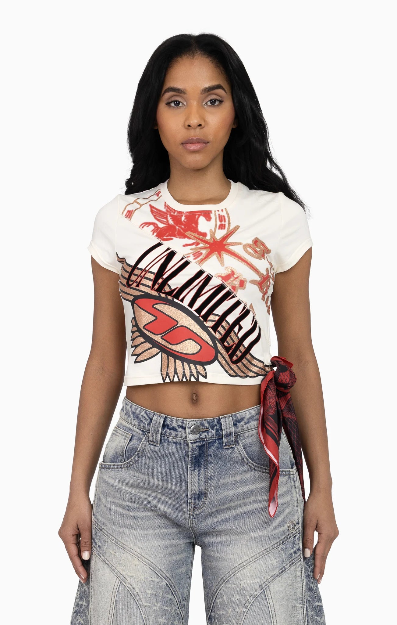Women's Smoke Rise Glitter Printed Bandana Tee Turtle Dove