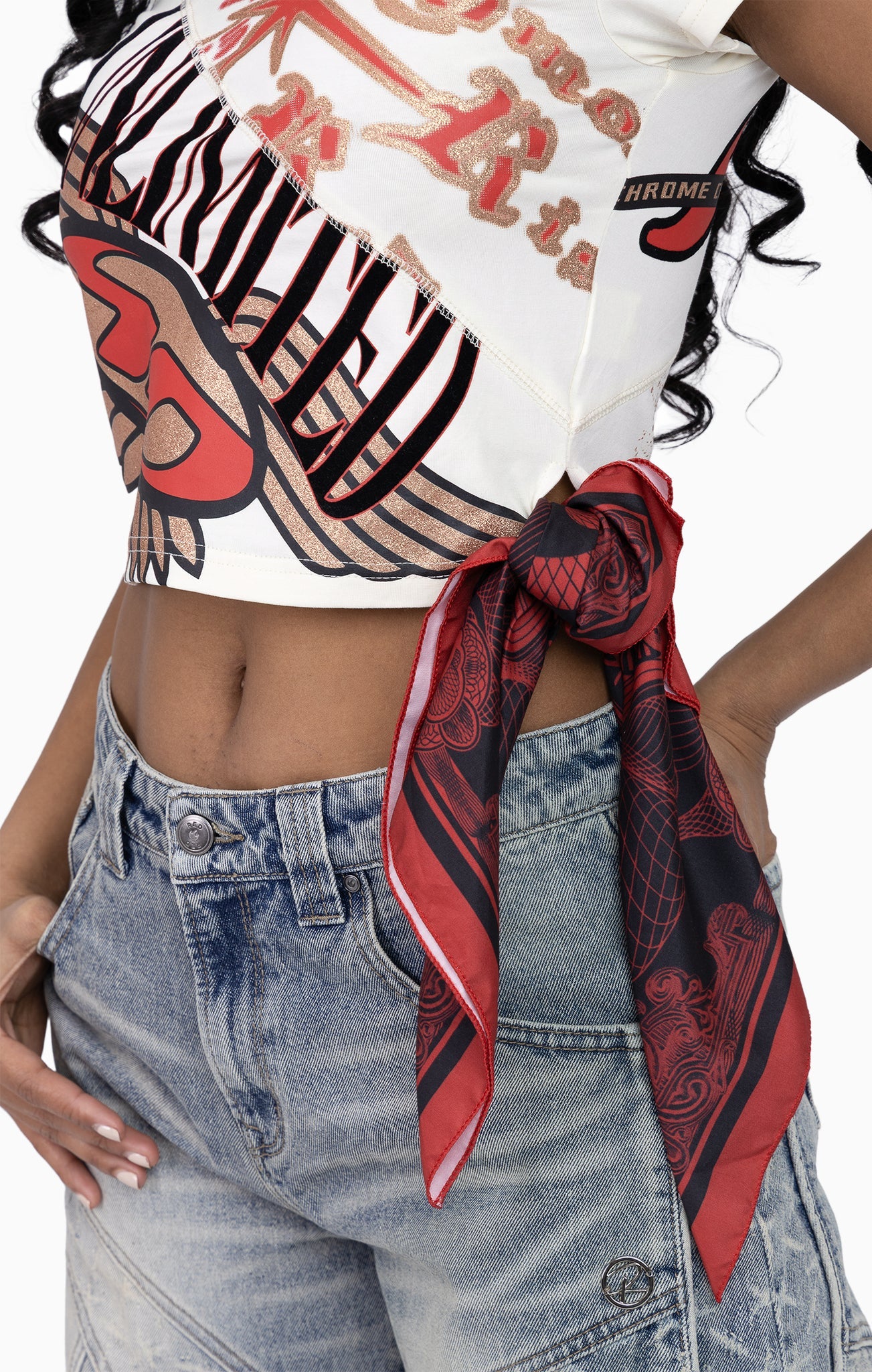 Women's Smoke Rise Glitter Printed Bandana Tee Turtle Dove