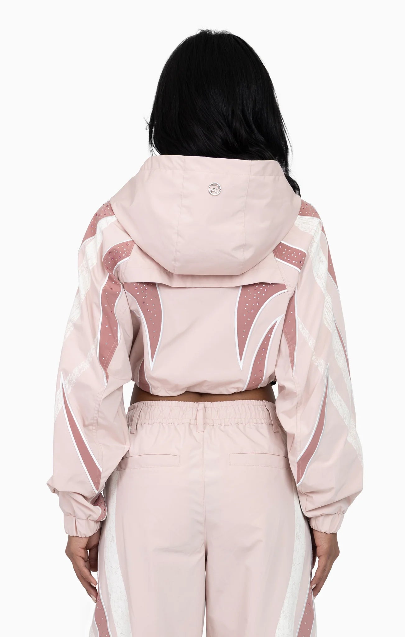 Women's Smoke Rise Red Rhinestone Panel Windbreaker Jacket Blush Powder