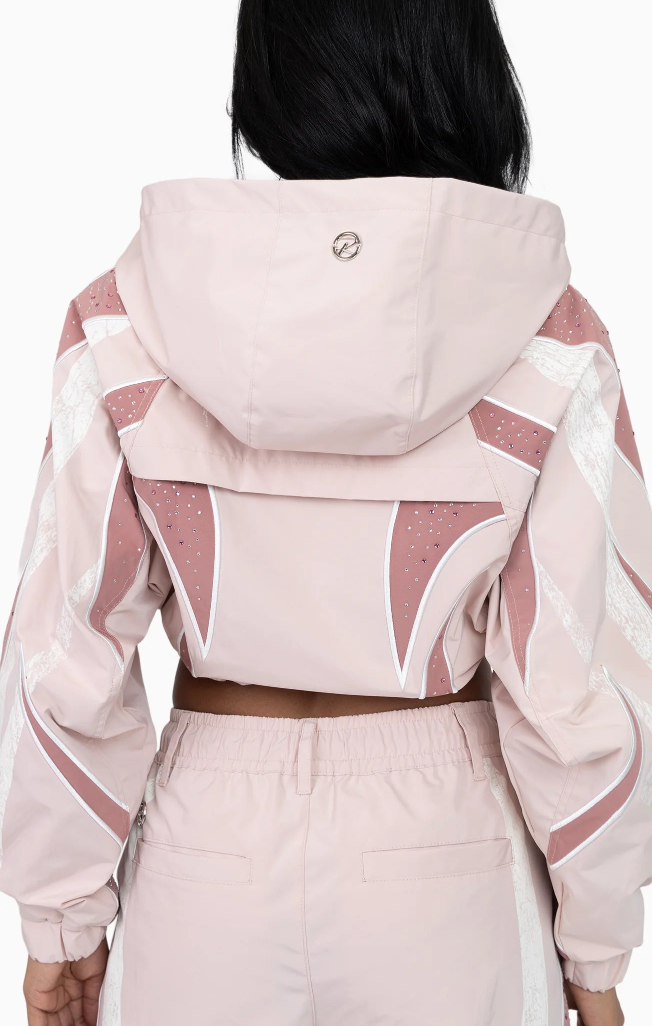 Women's Smoke Rise Red Rhinestone Panel Windbreaker Jacket Blush Powder