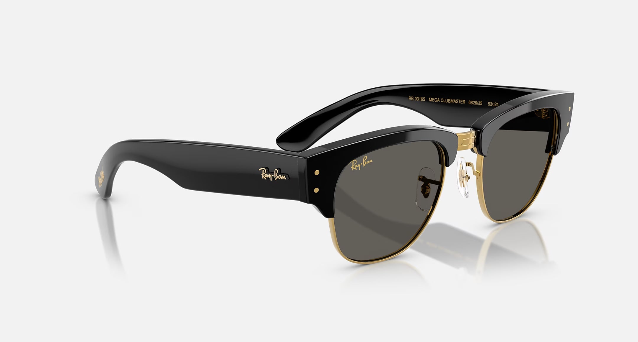 Ray-Ban Mega Clubmaster Blacked Out Sunglasses Polished Black On Gold
