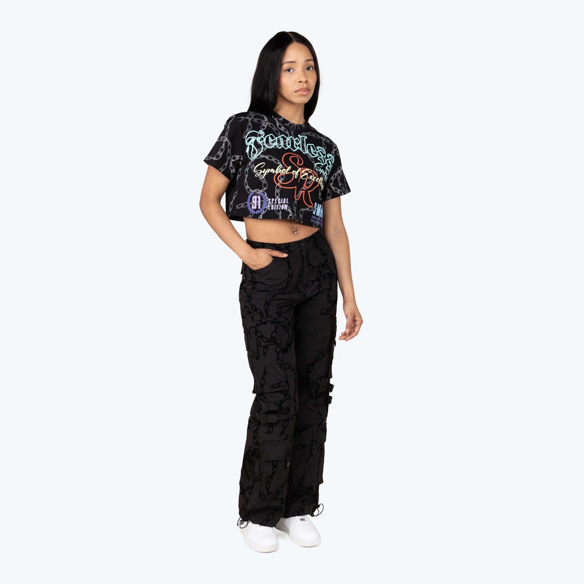 Women's Smoke Rise Wide Utility Windbreaker Pants Black
