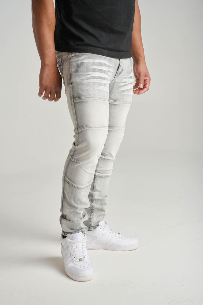 Men's Spark Paneled Cut & Sew Jeans Grey