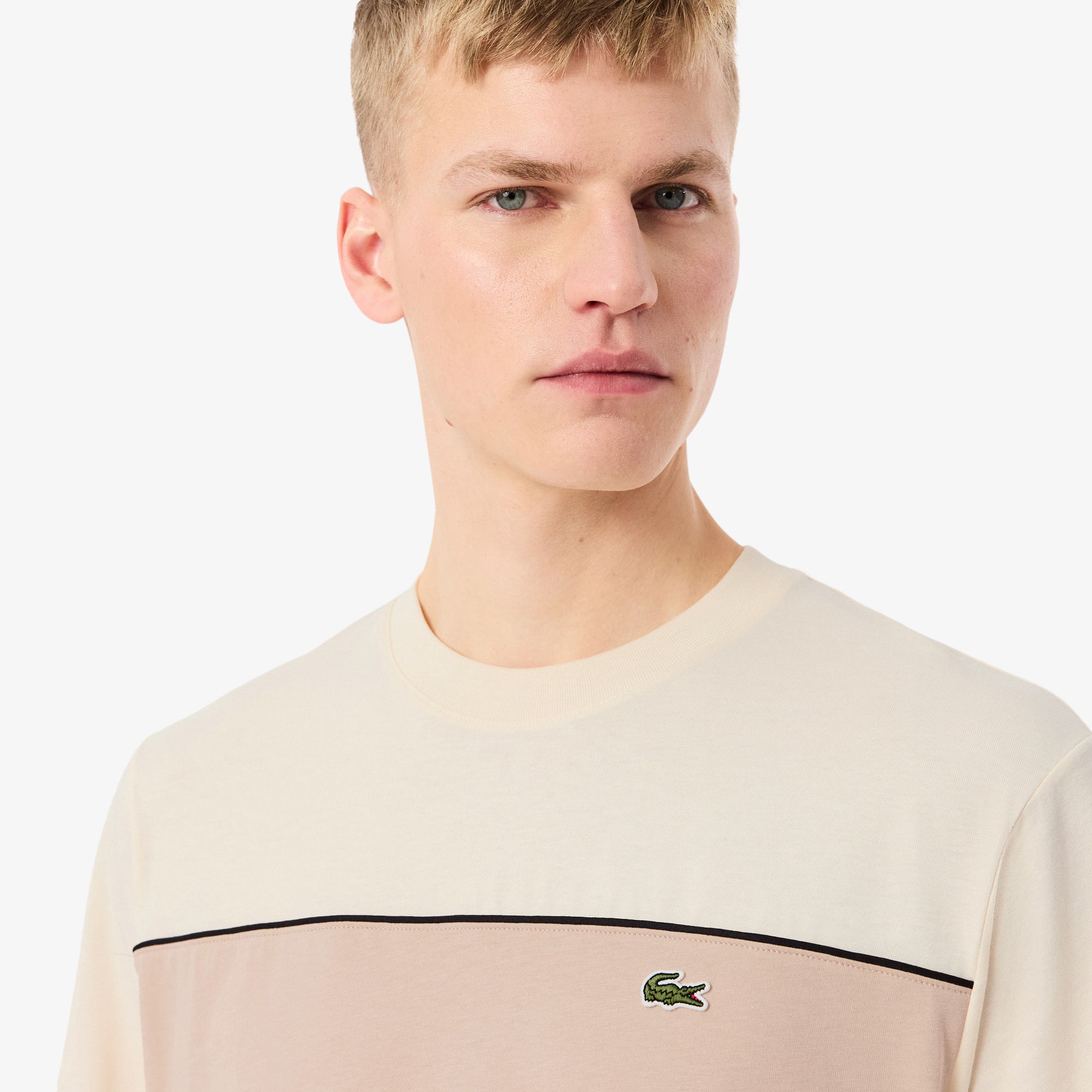 Men's Lacoste Colorblock Cotton T-Shirt Beige