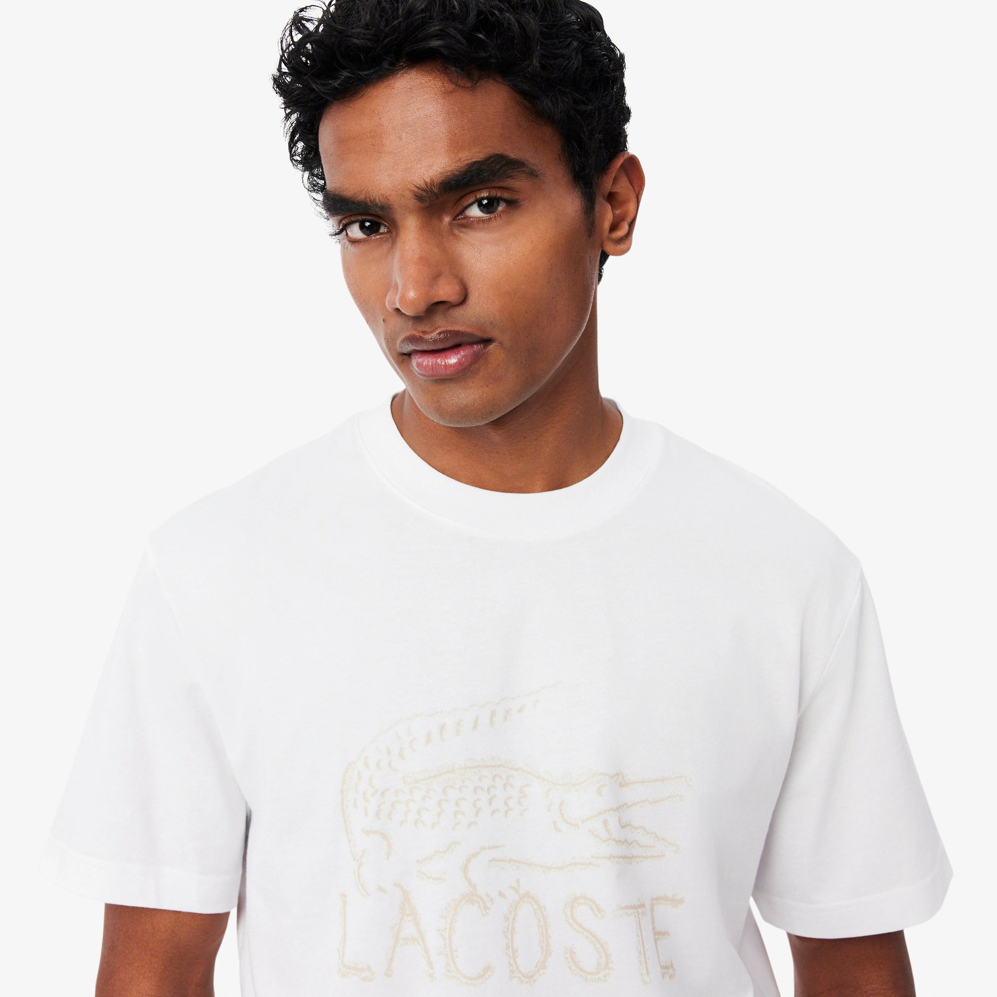 Men's Lacoste Printed Cotton T-Shirt White