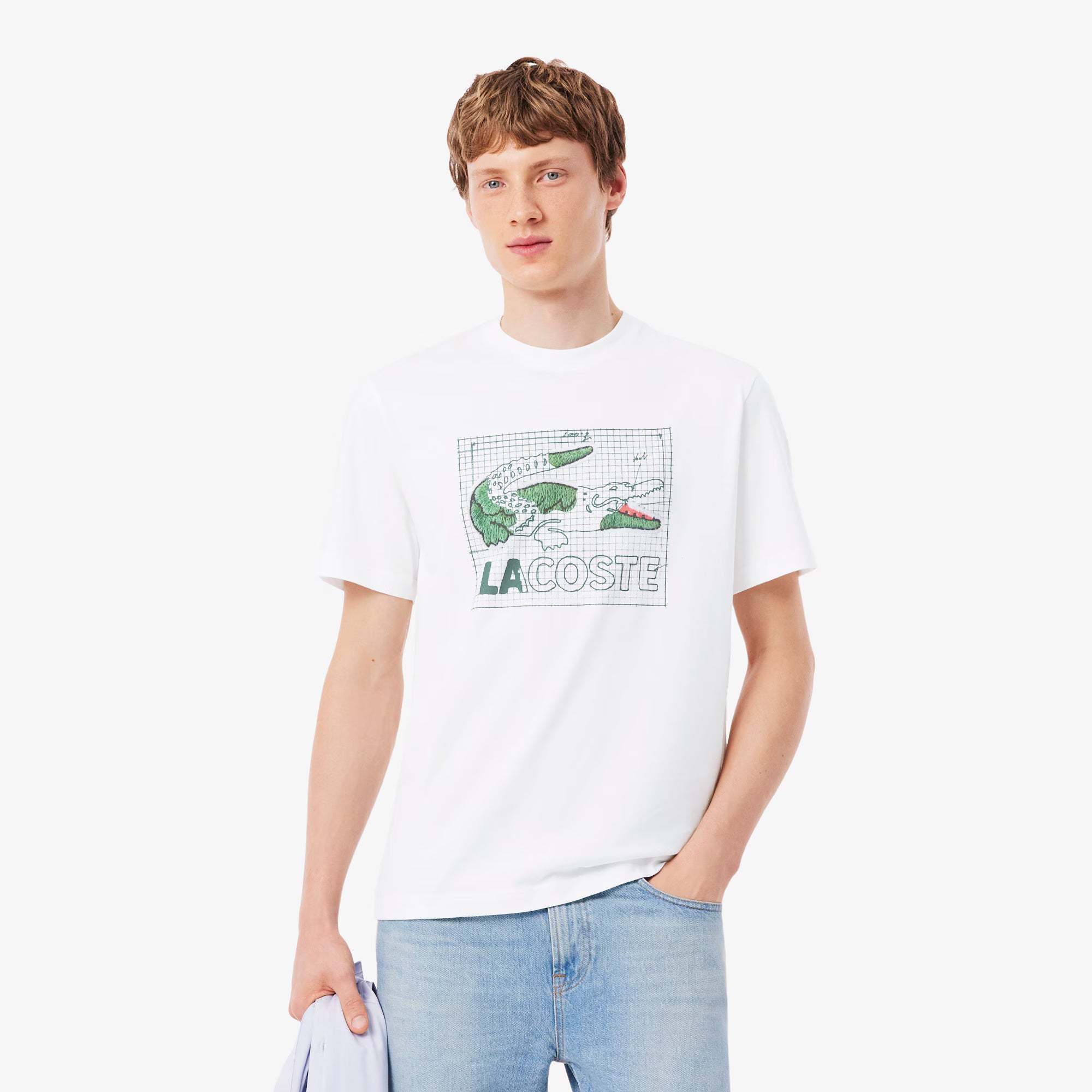 Men's Lacoste Printed Cotton T-Shirt White