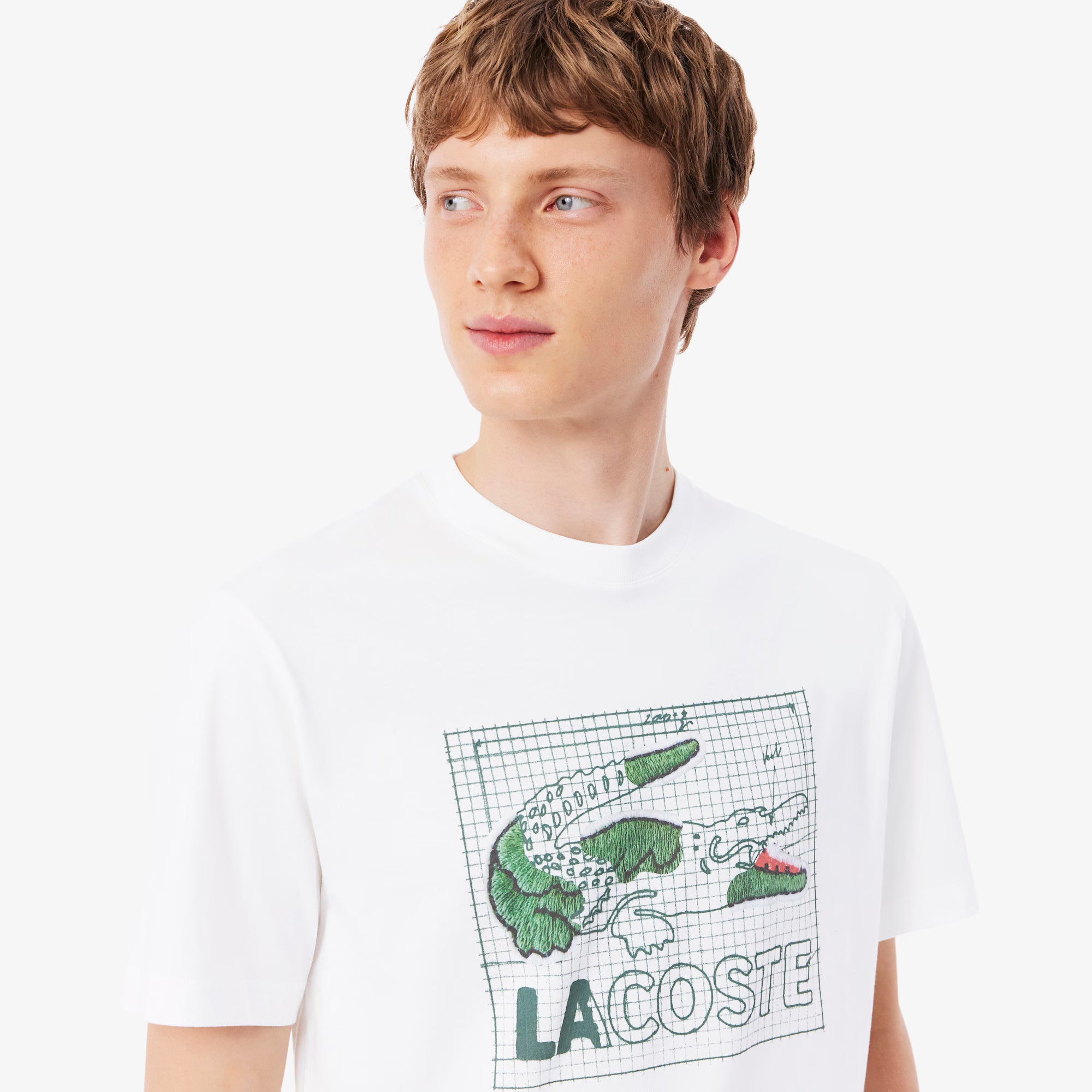 Men's Lacoste Printed Cotton T-Shirt White