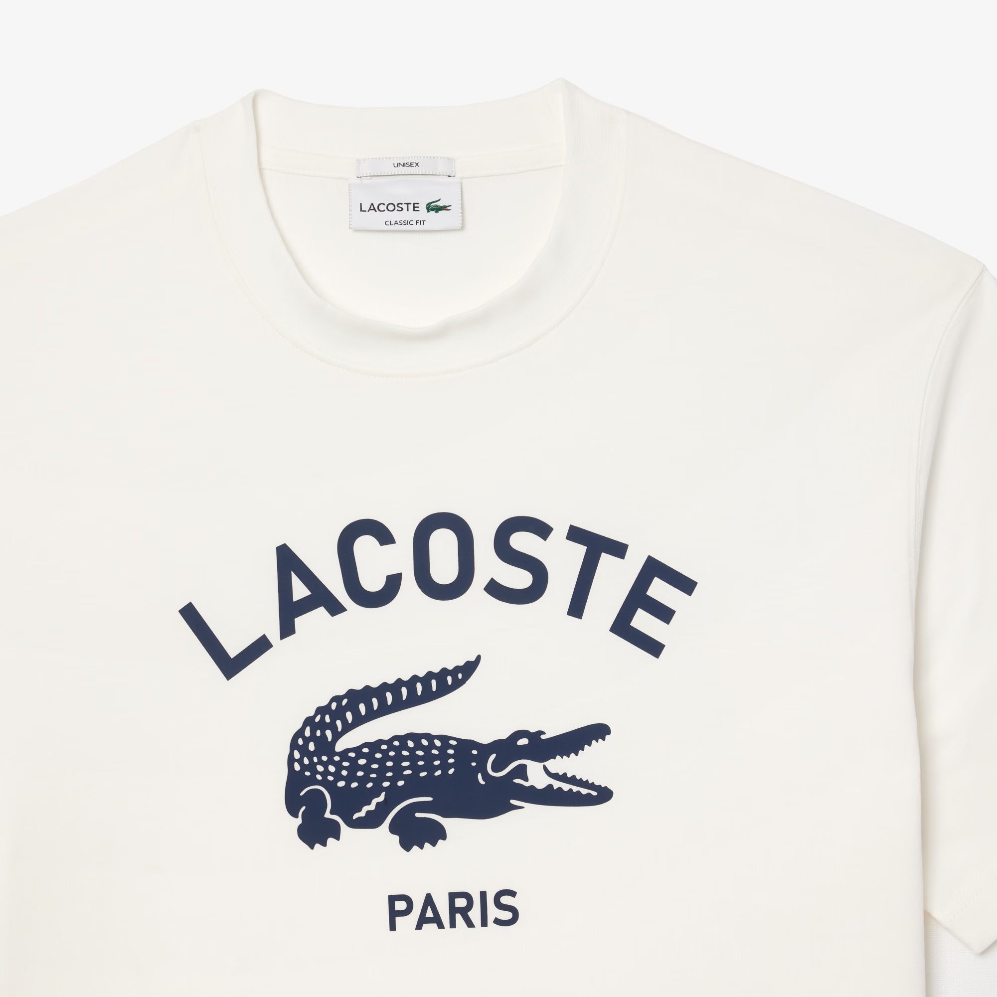 Unisex Lacoste Signature Print Cotton T-Shirt White