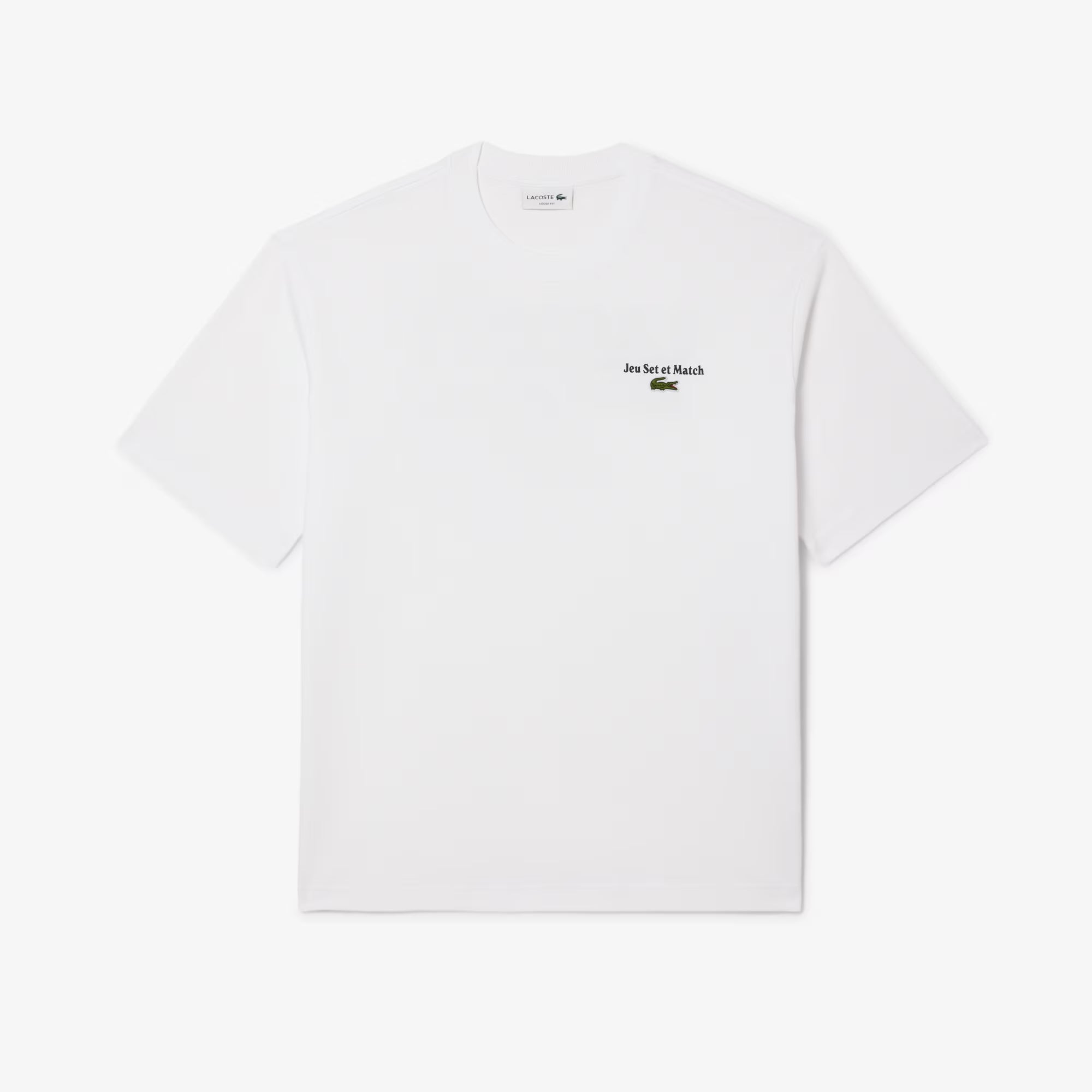 Men's Lacoste Loose Fit Heavy Jersey Printed T-Shirt White