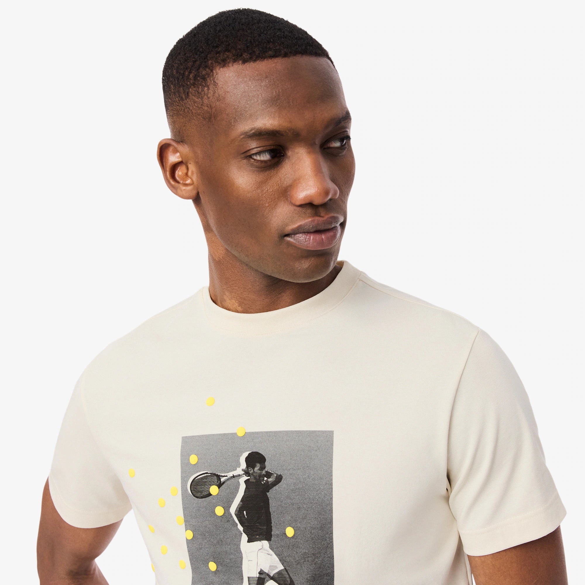 Men's Lacoste Tennis x Novak Djokovic Graphic T-Shirt Cream