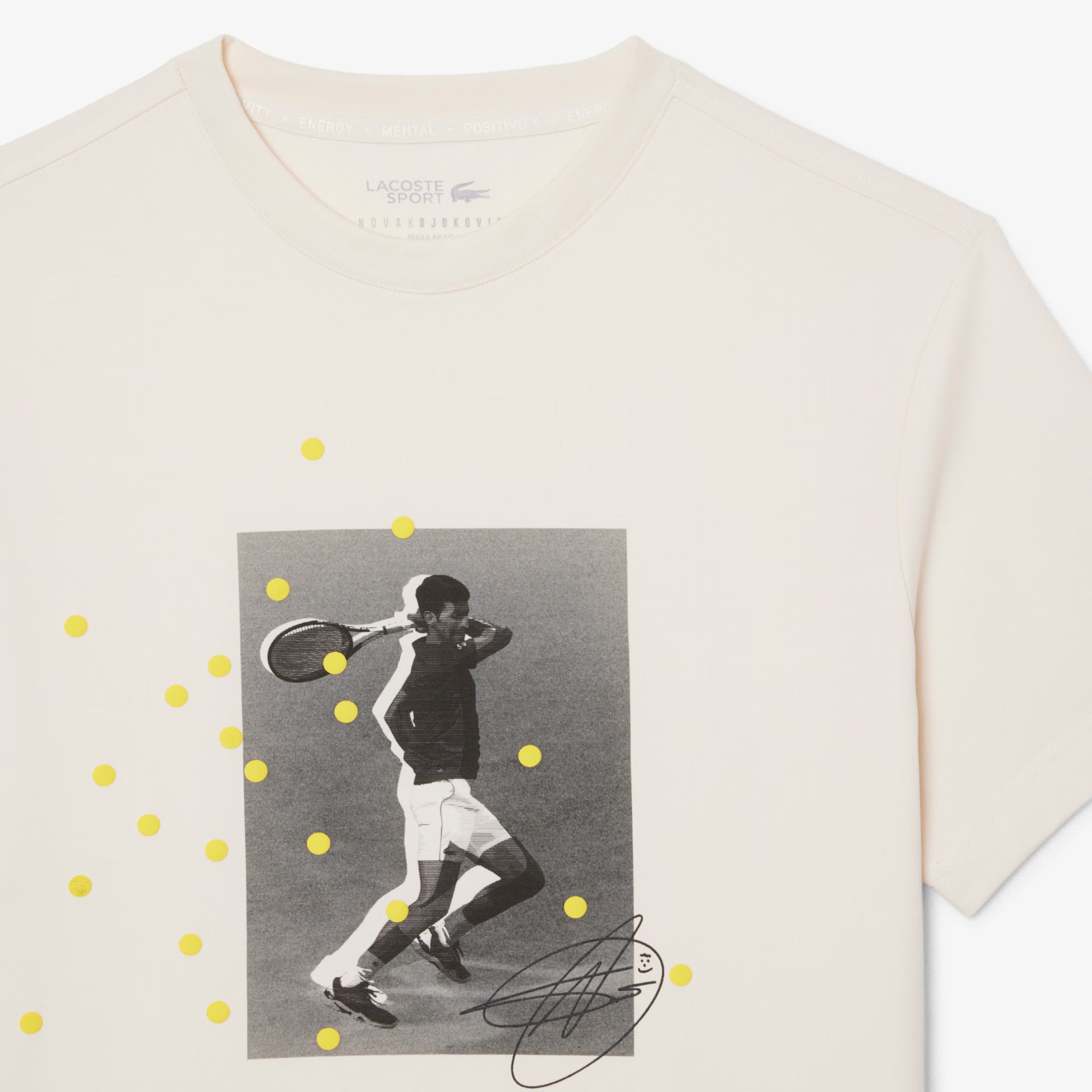 Men's Lacoste Tennis x Novak Djokovic Graphic T-Shirt Cream