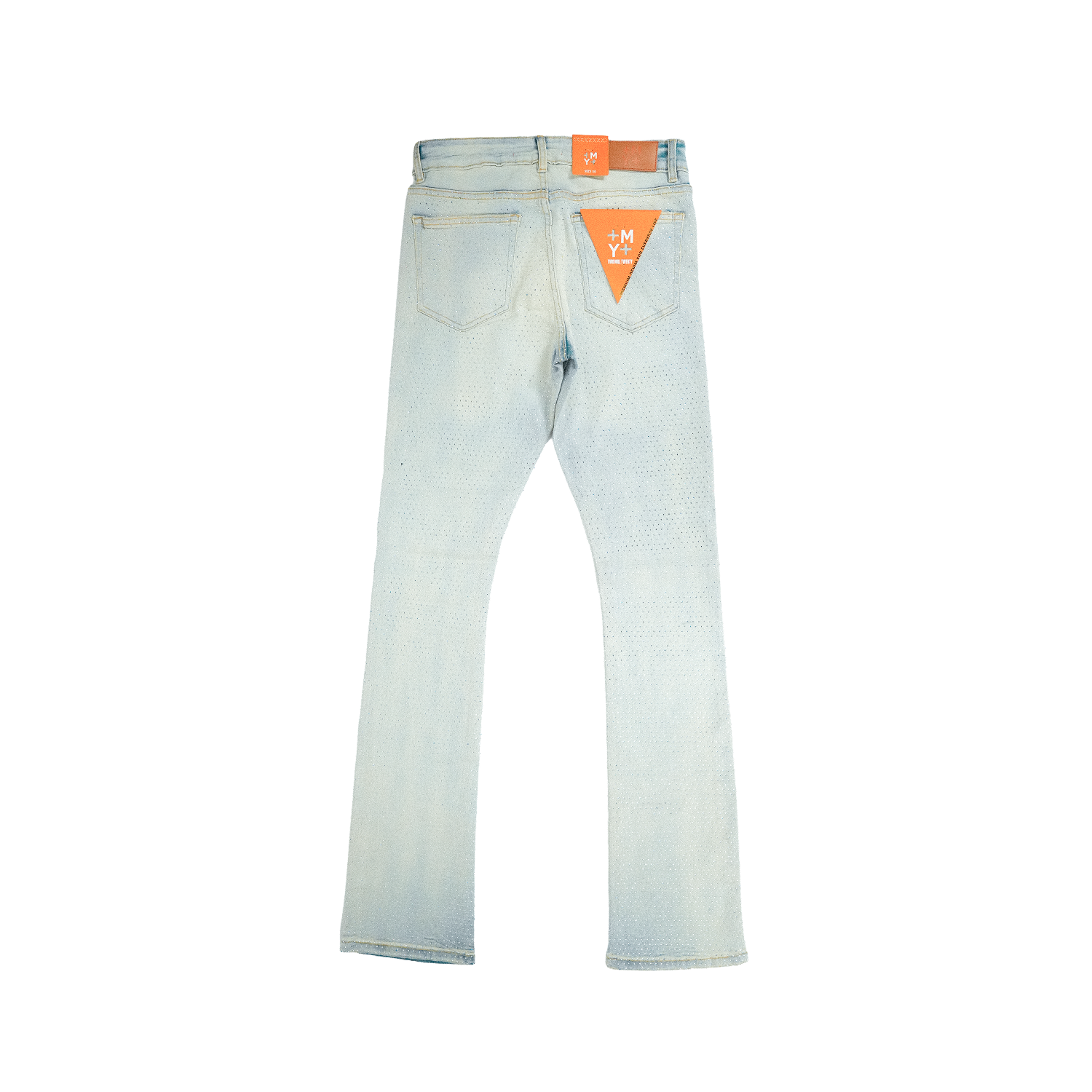 Men's TWO MILL TWENTY Light Wash Crystal Rhinestone Straight Leg Jeans